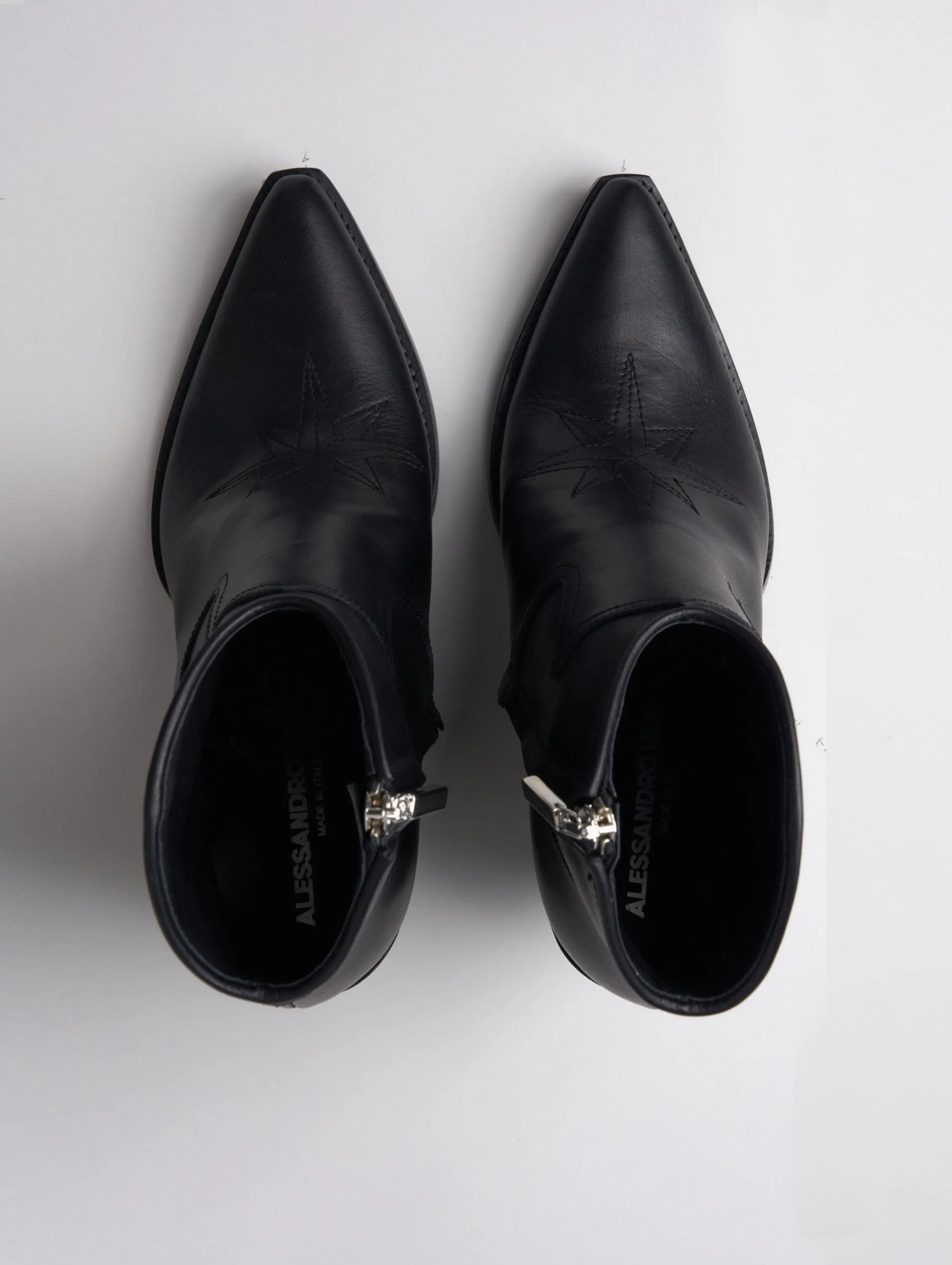 ALISON 80MM ANKLE BOOT IN BLACK VACCHETTA LEATHER - Woman