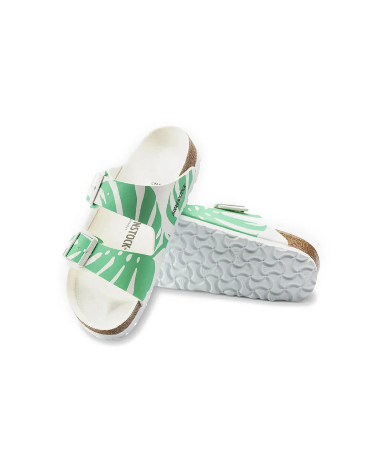 Birkenstock Arizona Monstera Birko-Flor White/Bold Jade Sandals