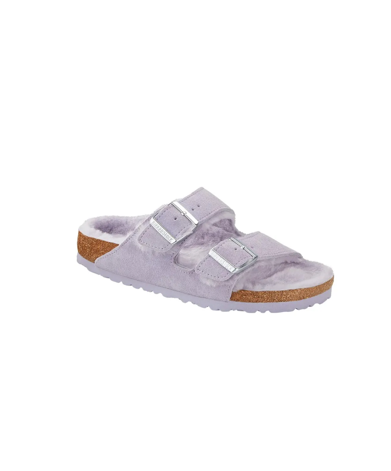 Birkenstock Arizona Suede Leather Shearling Purple Fog Sandals