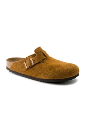 Birkenstock Boston Soft Footbed Suede Leather Clogs for Women in Mink | 1009543