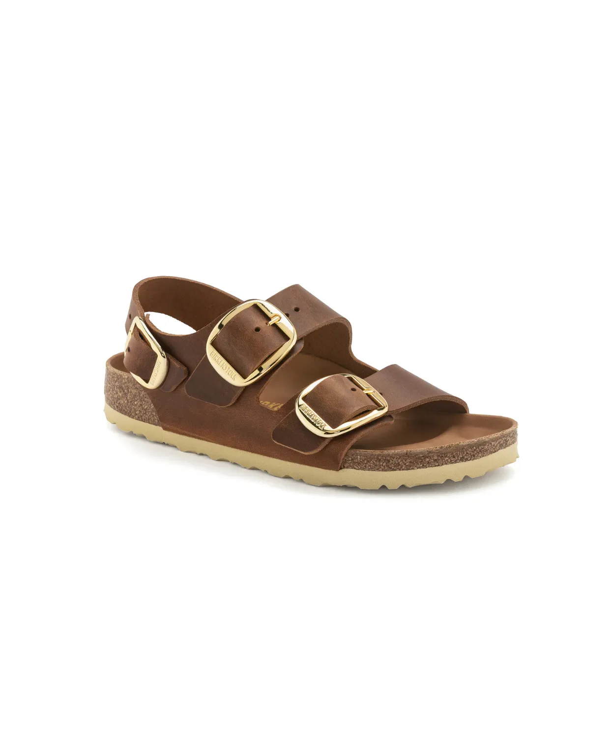Birkenstock Milano Big Buckle Oiled Leather Cognac Sandals