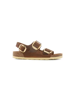 Birkenstock Milano Big Buckle Oiled Leather Cognac Sandals