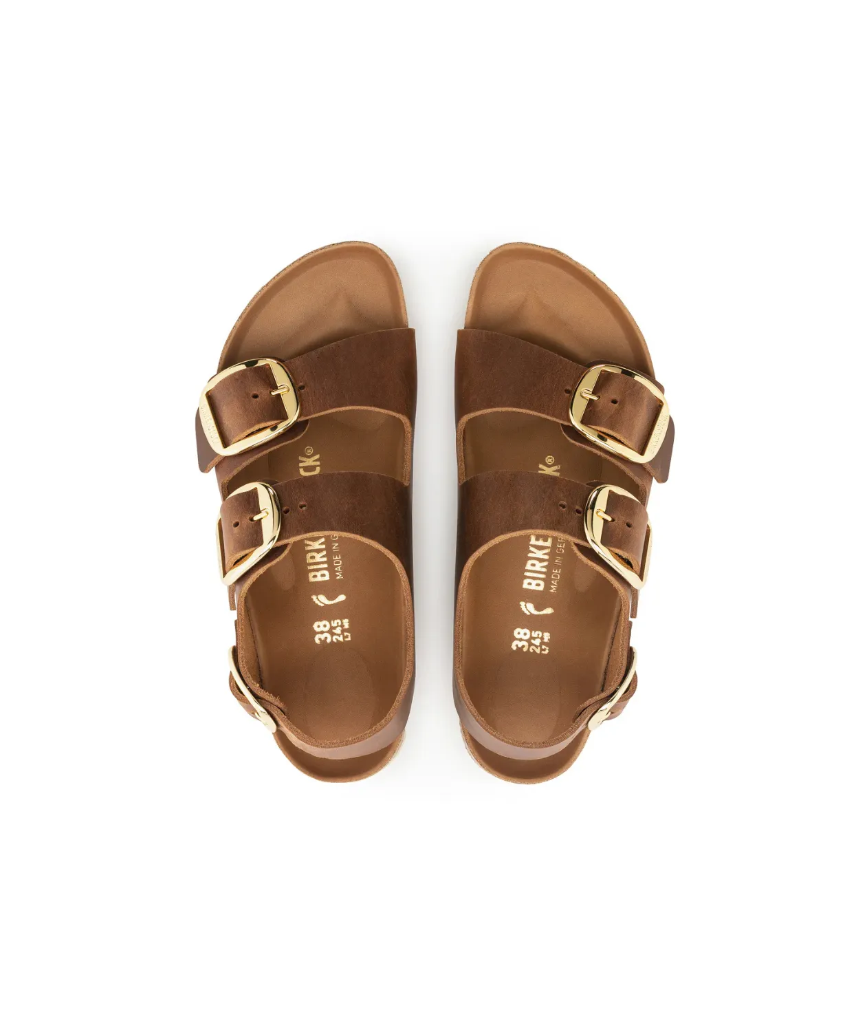 Birkenstock Milano Big Buckle Oiled Leather Cognac Sandals