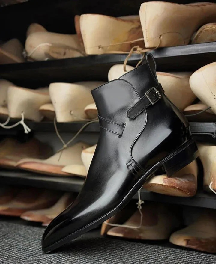 Black Leather Alvor Slip On Jodhpur Boots - Boots