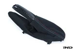 BMW M Performance F8X M3 / M4 Gloss Carbon   Alcantara Parking Brake - Straight Stitch