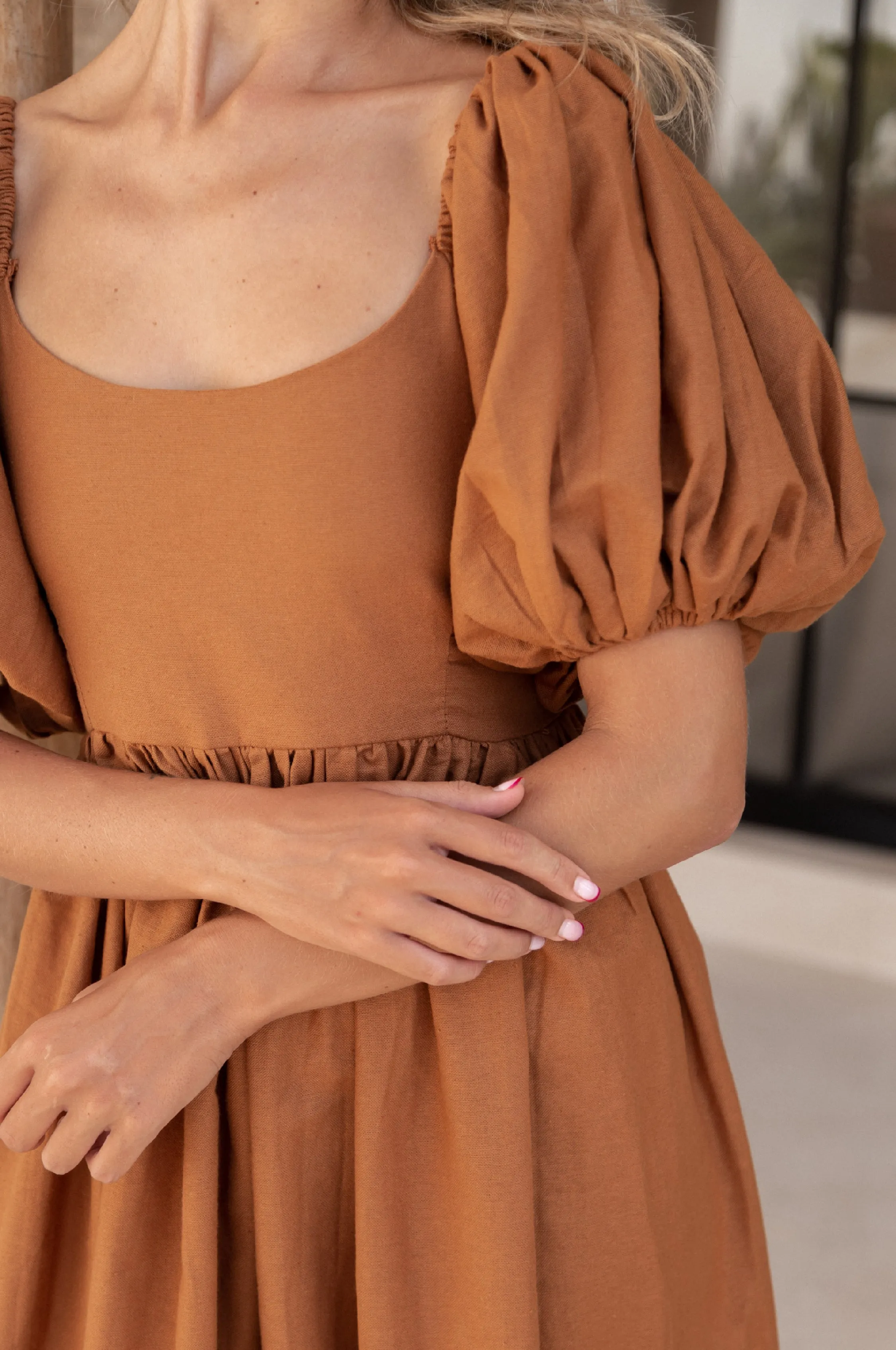 Cherie Puff Sleeve Midi - 100% Linen