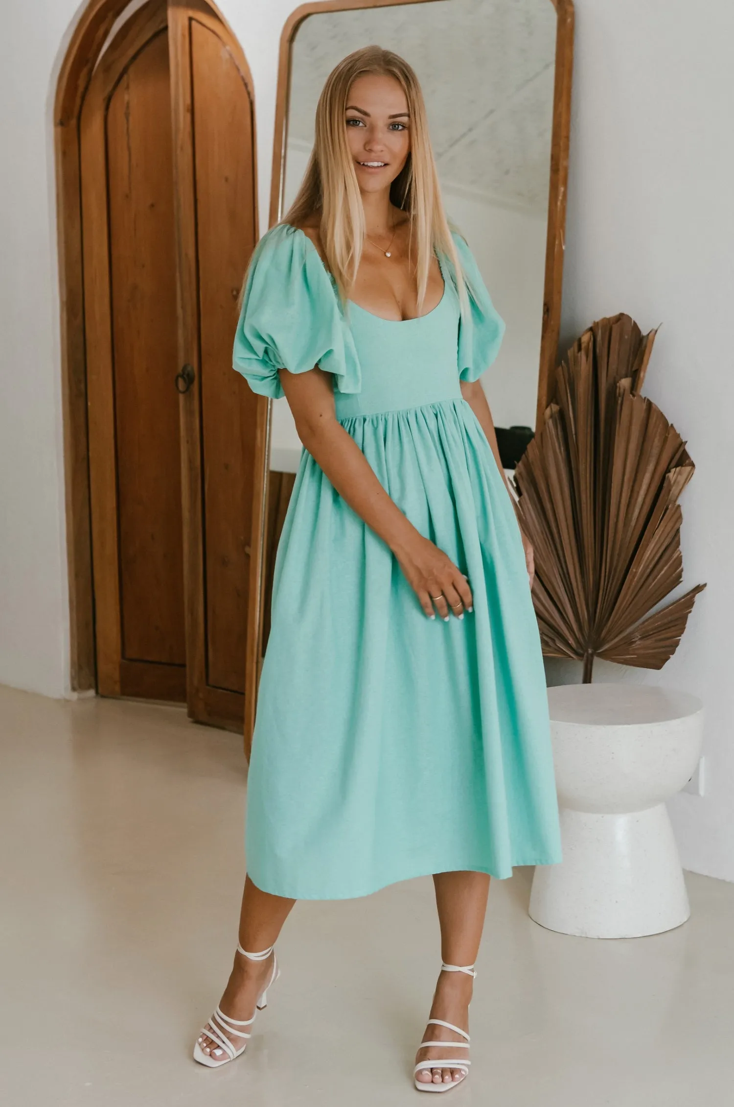 Cherie Puff Sleeve Midi - 100% Linen