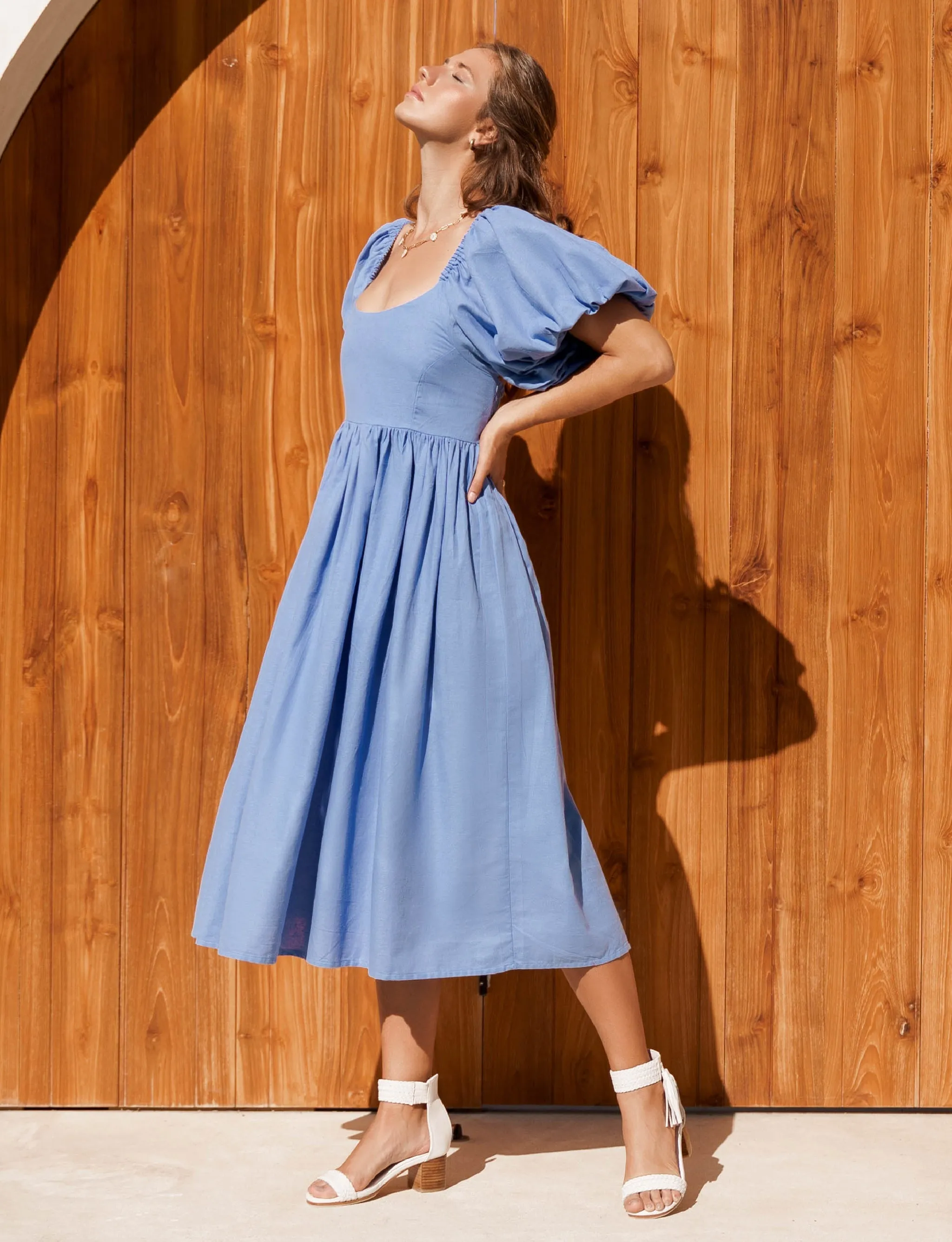 Cherie Puff Sleeve Midi - 100% Linen
