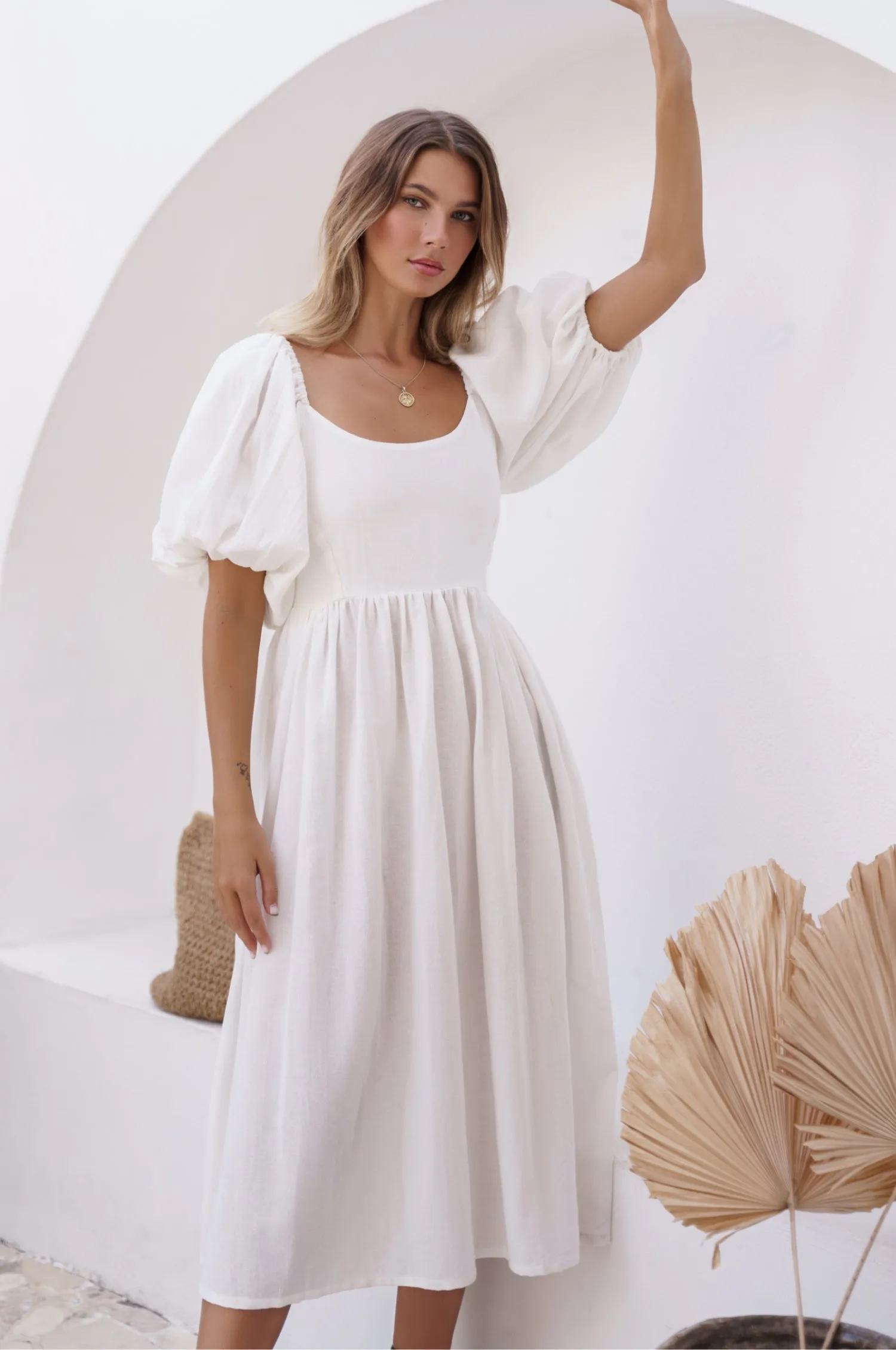 Cherie Puff Sleeve Midi - 100% Linen