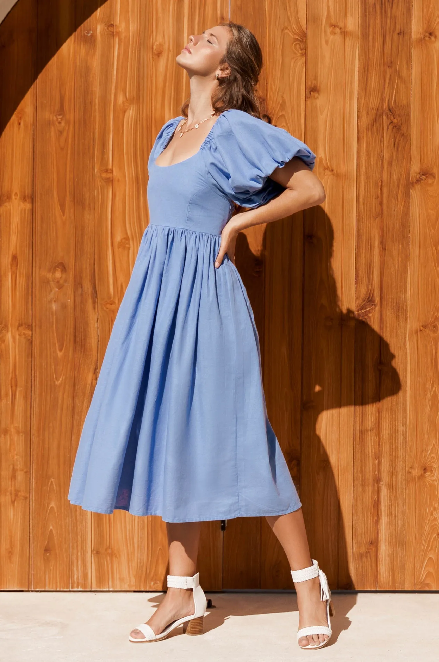 Cherie Puff Sleeve Midi - 100% Linen