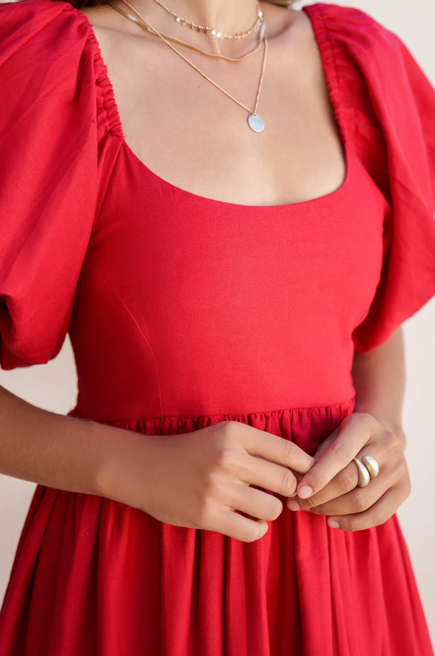 Cherie Puff Sleeve Midi - 100% Linen