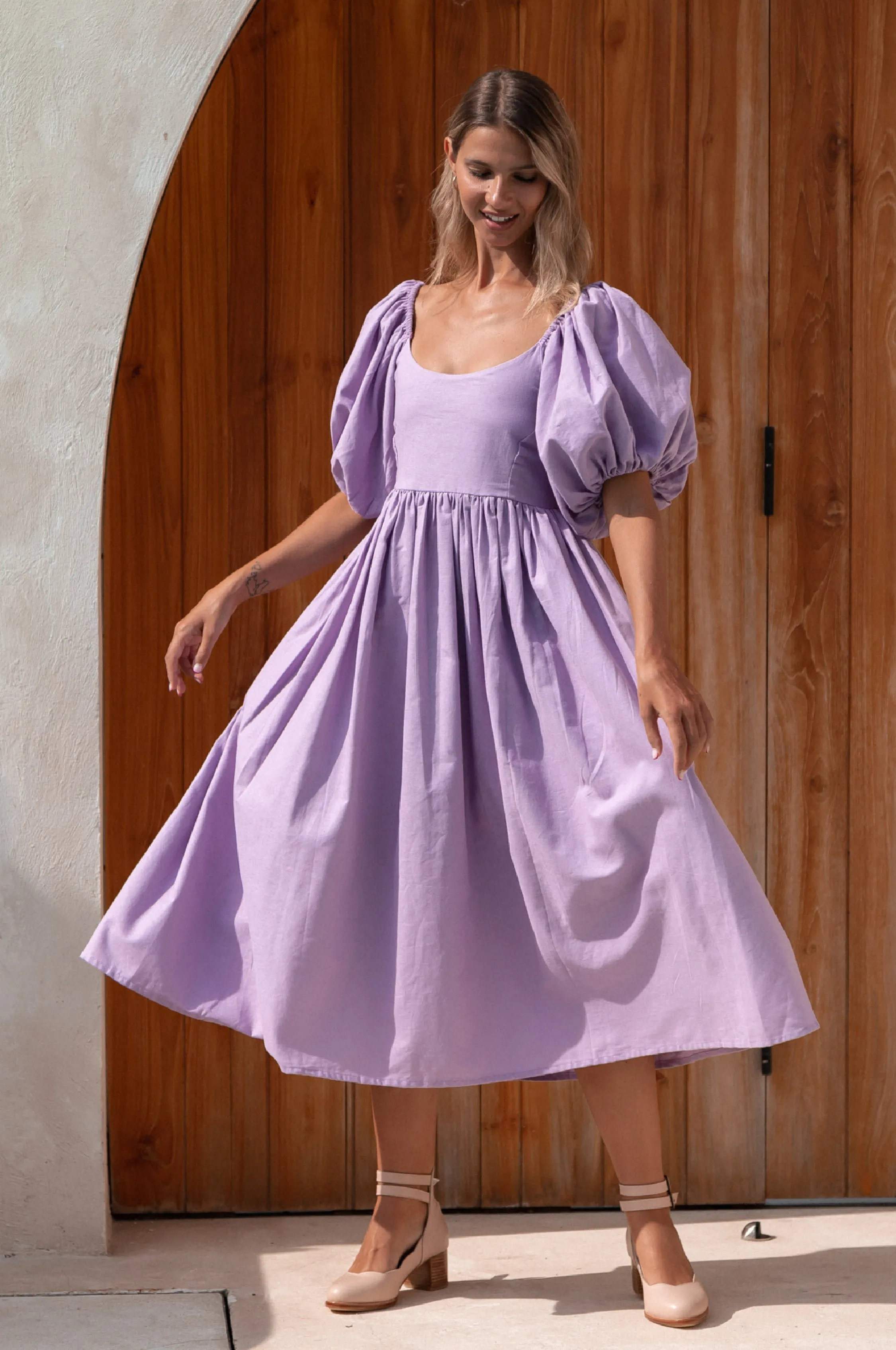 Cherie Puff Sleeve Midi - 100% Linen