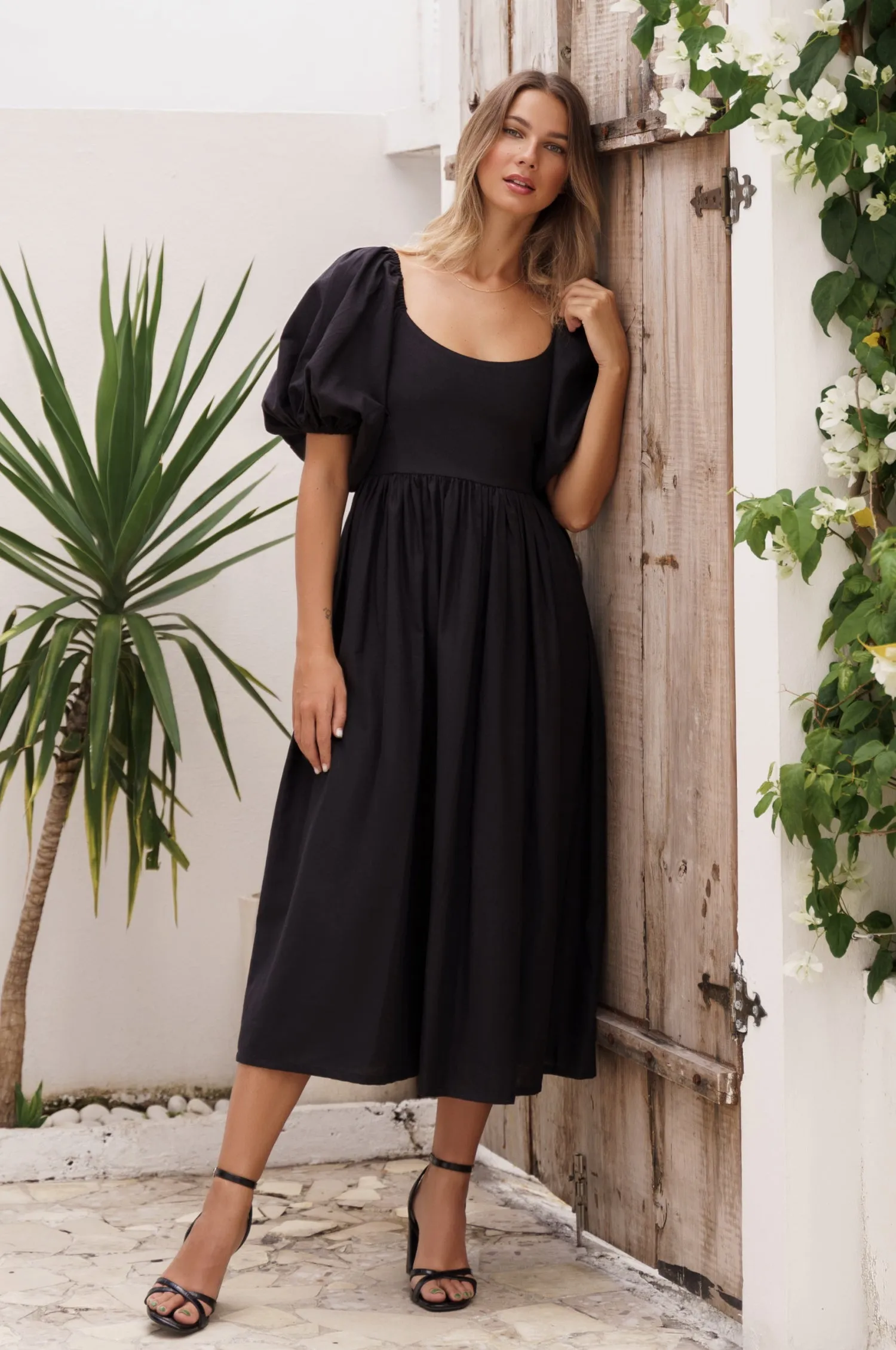 Cherie Puff Sleeve Midi - 100% Linen