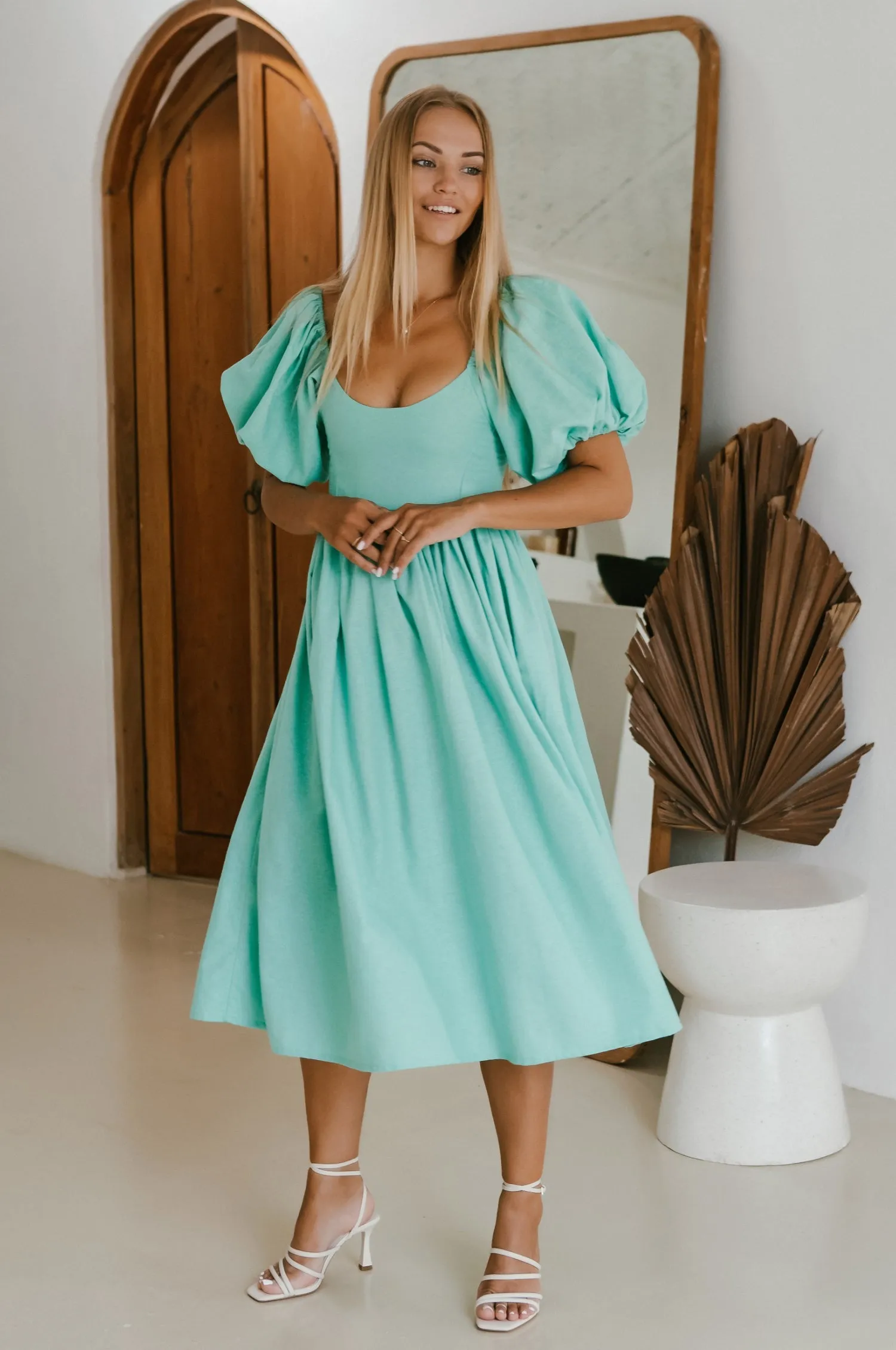 Cherie Puff Sleeve Midi - 100% Linen