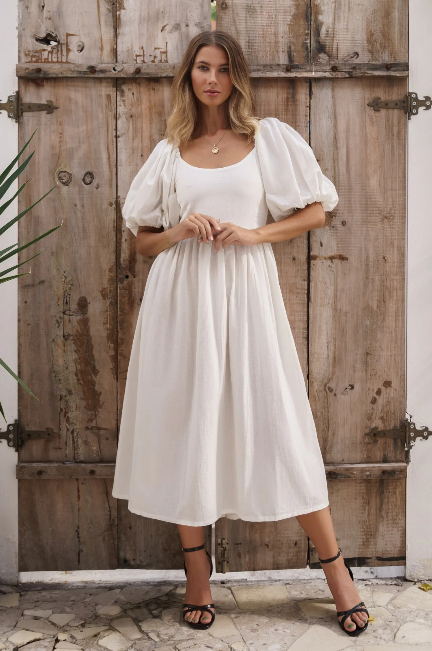 Cherie Puff Sleeve Midi - 100% Linen