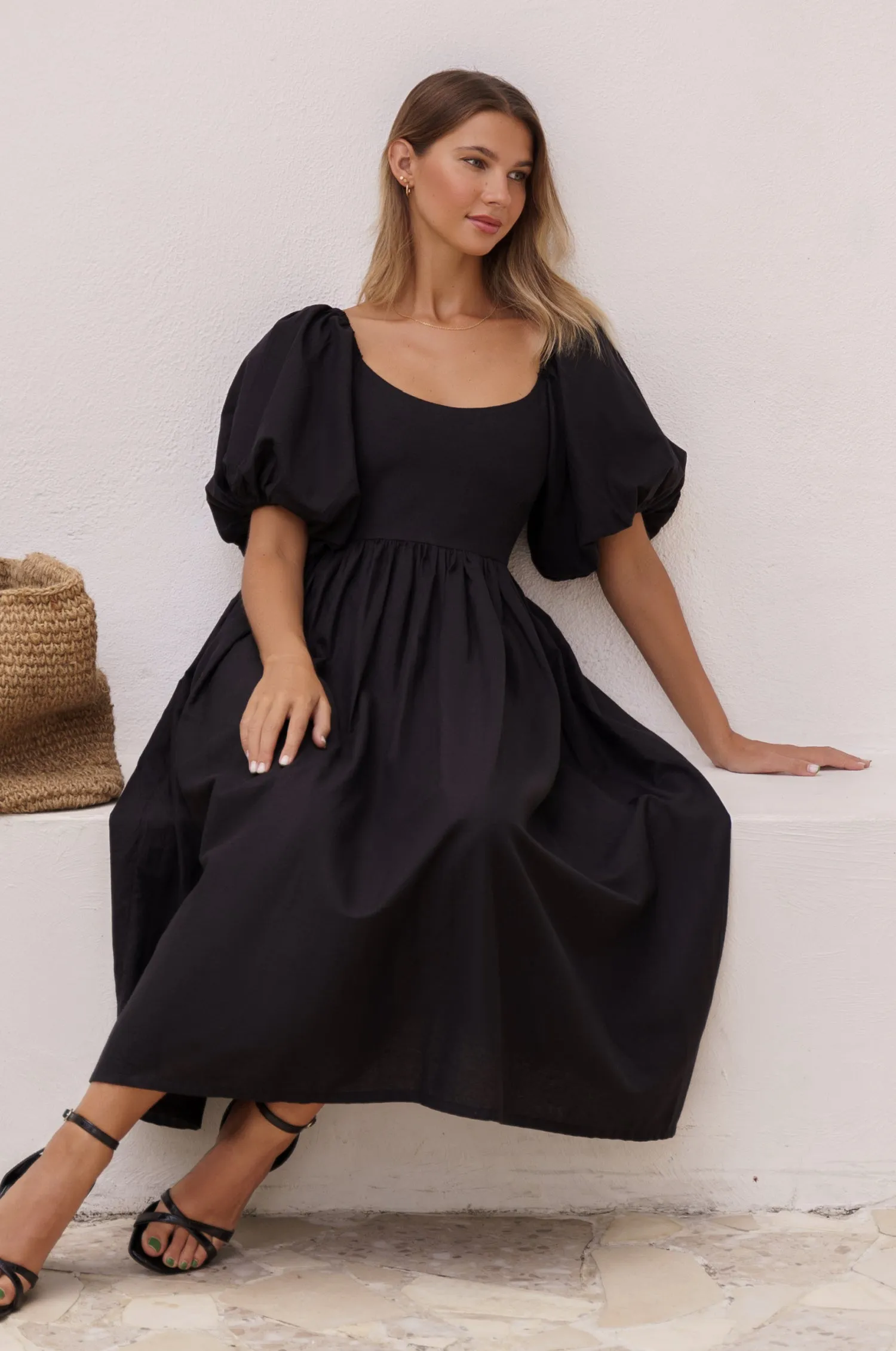 Cherie Puff Sleeve Midi - 100% Linen