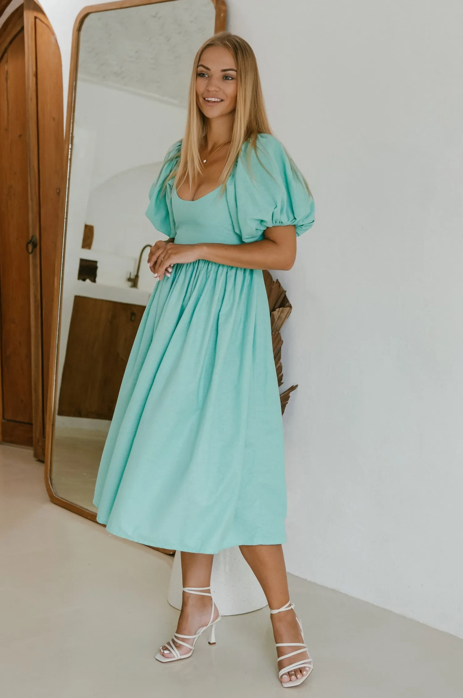 Cherie Puff Sleeve Midi - 100% Linen