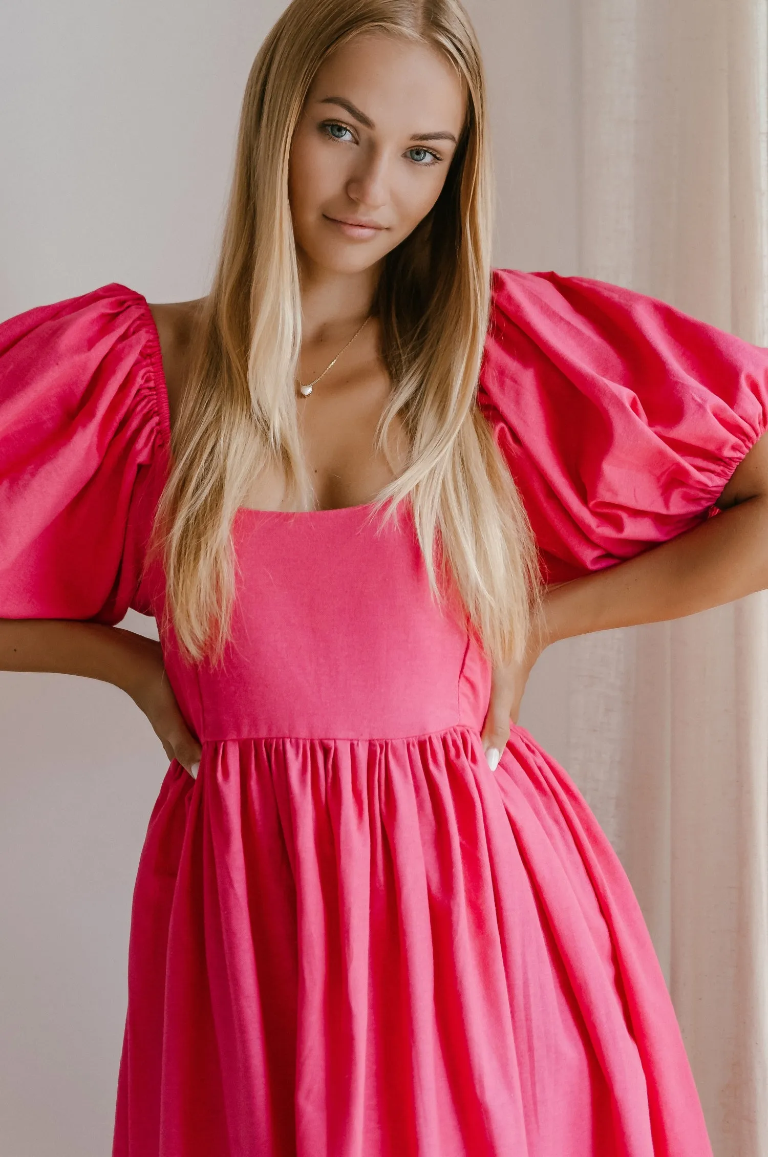 Cherie Puff Sleeve Midi - 100% Linen