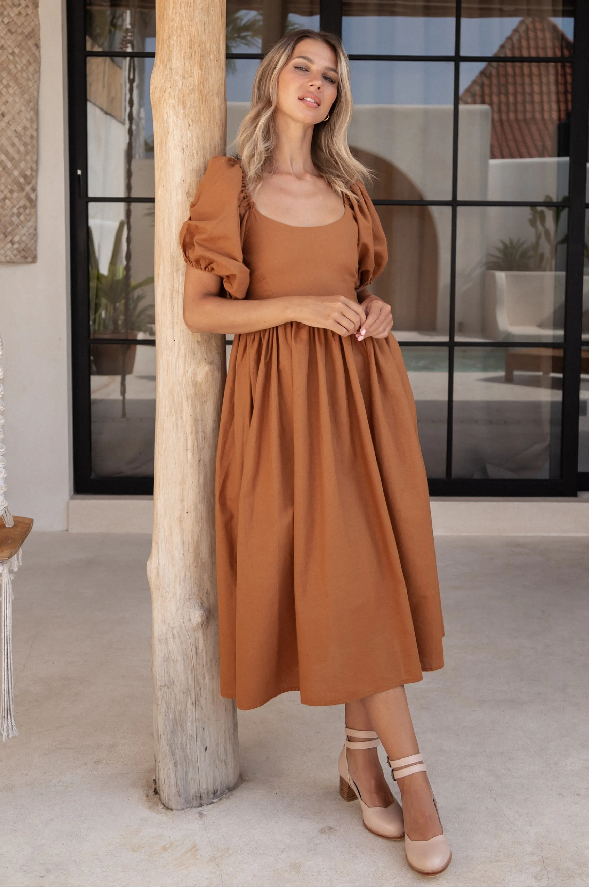 Cherie Puff Sleeve Midi - 100% Linen