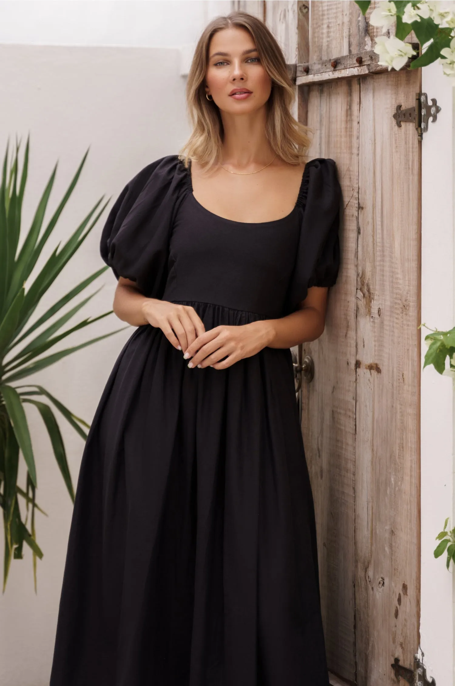 Cherie Puff Sleeve Midi - 100% Linen
