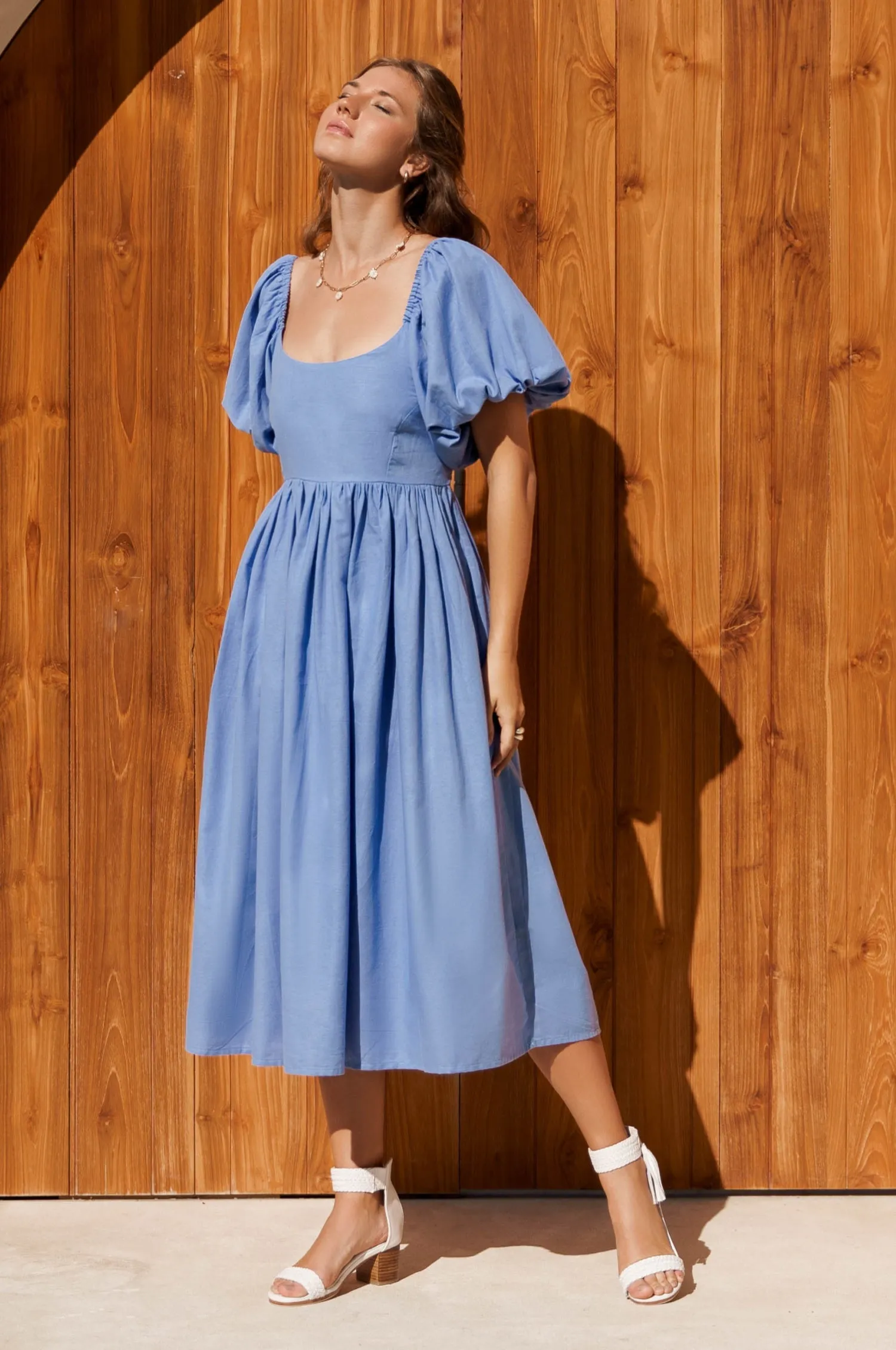 Cherie Puff Sleeve Midi - 100% Linen