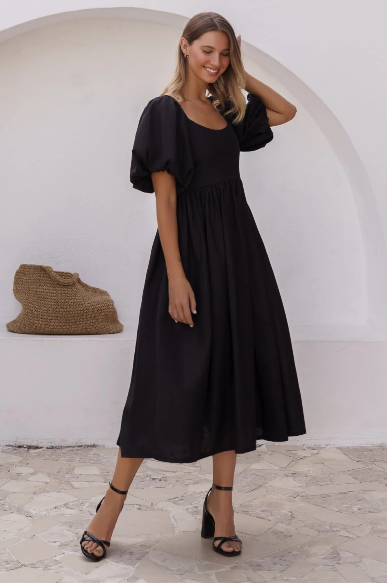 Cherie Puff Sleeve Midi - 100% Linen