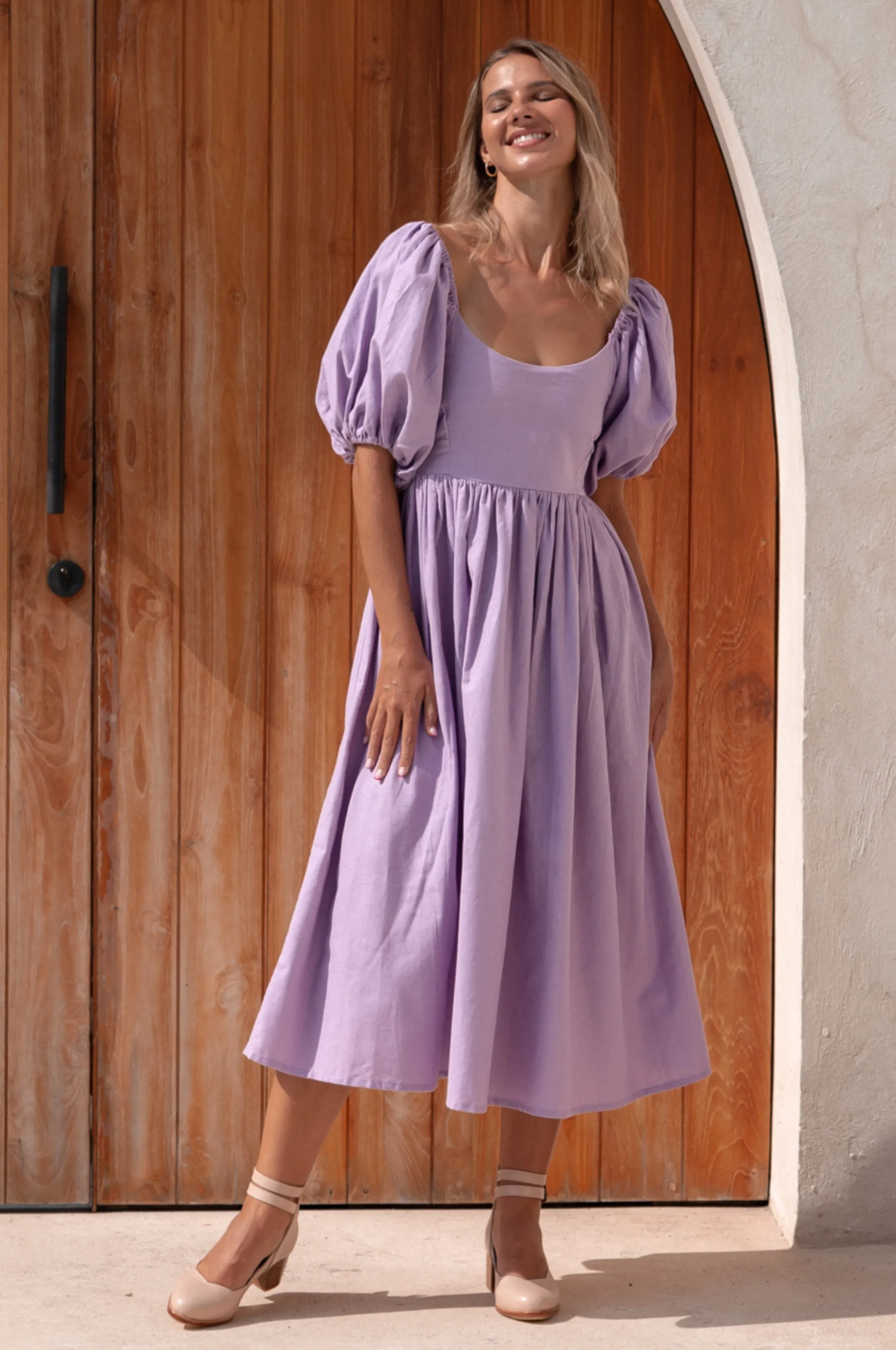 Cherie Puff Sleeve Midi - 100% Linen