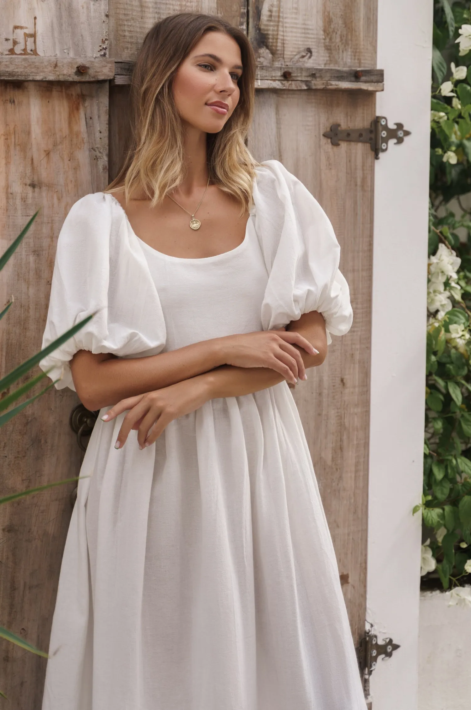 Cherie Puff Sleeve Midi - 100% Linen