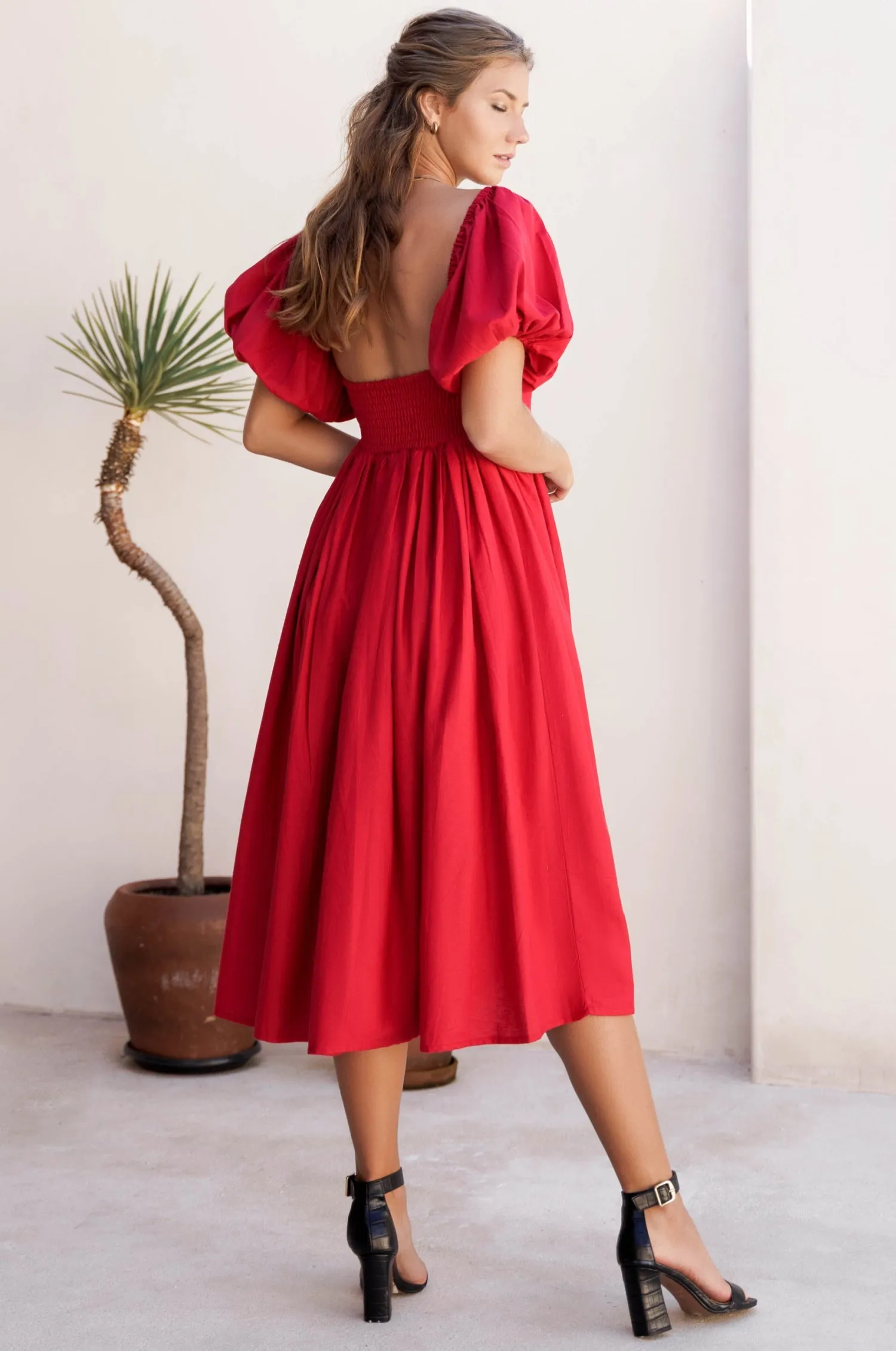 Cherie Puff Sleeve Midi - 100% Linen