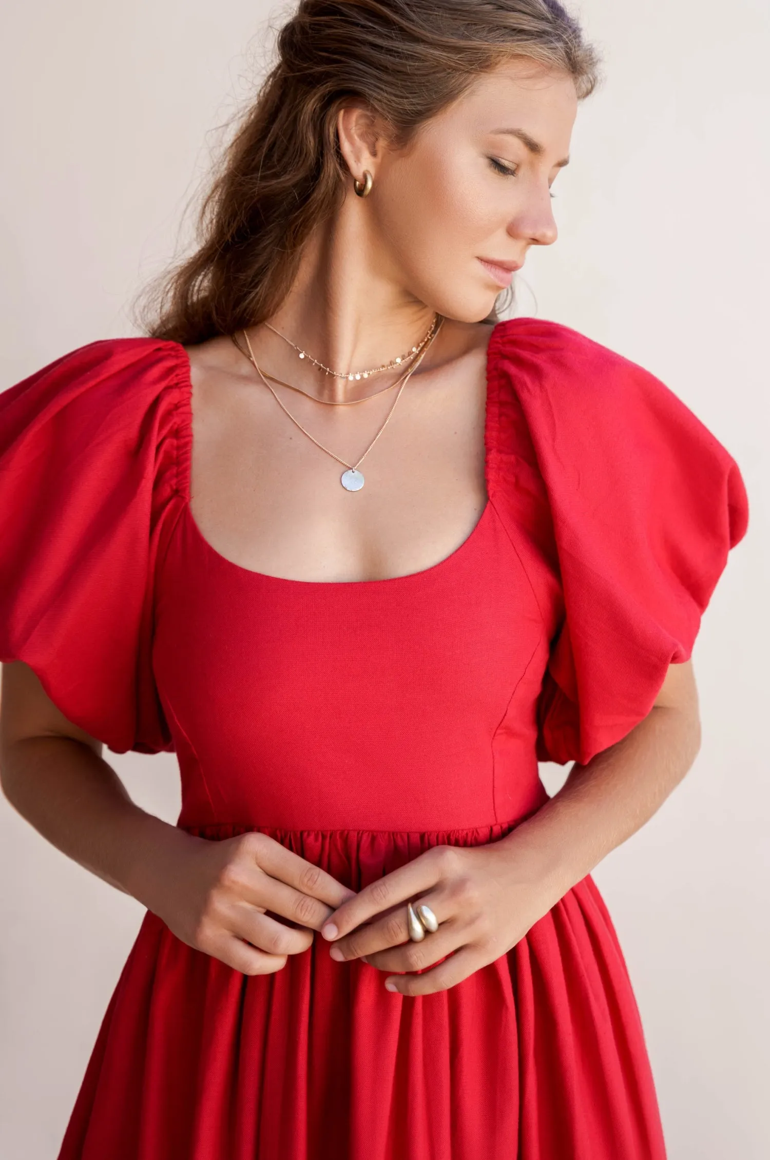 Cherie Puff Sleeve Midi - 100% Linen