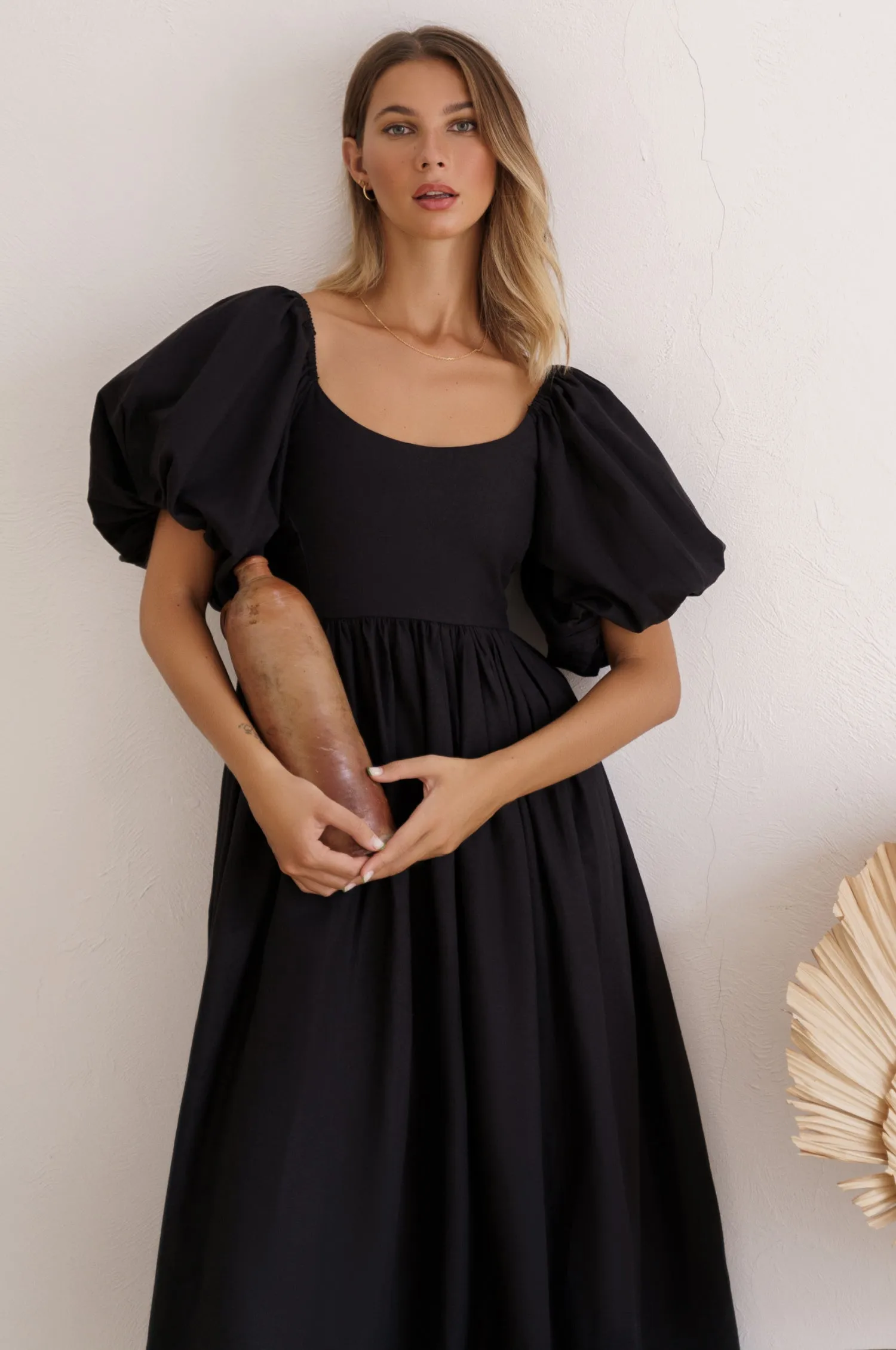Cherie Puff Sleeve Midi - 100% Linen