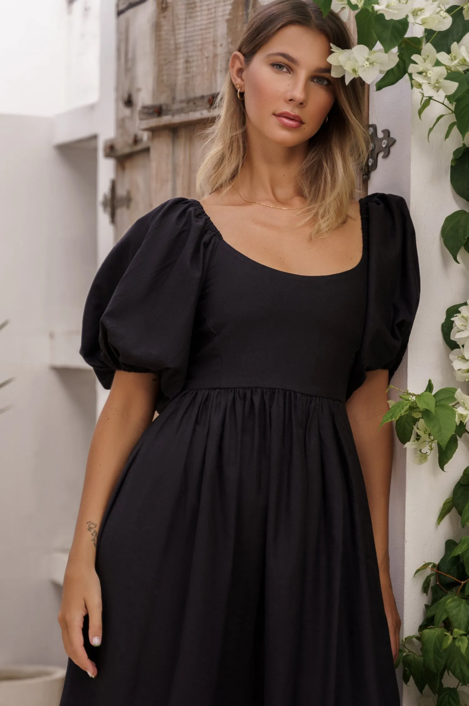 Cherie Puff Sleeve Midi - 100% Linen
