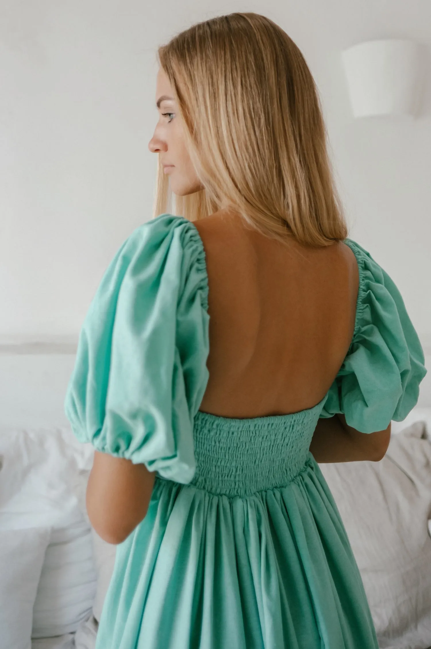 Cherie Puff Sleeve Midi - 100% Linen