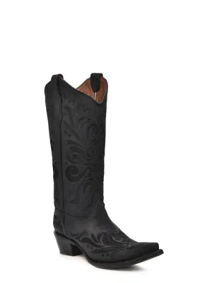 Circle G Women's Embroidery Black Snip Toe Cowboy Boot
