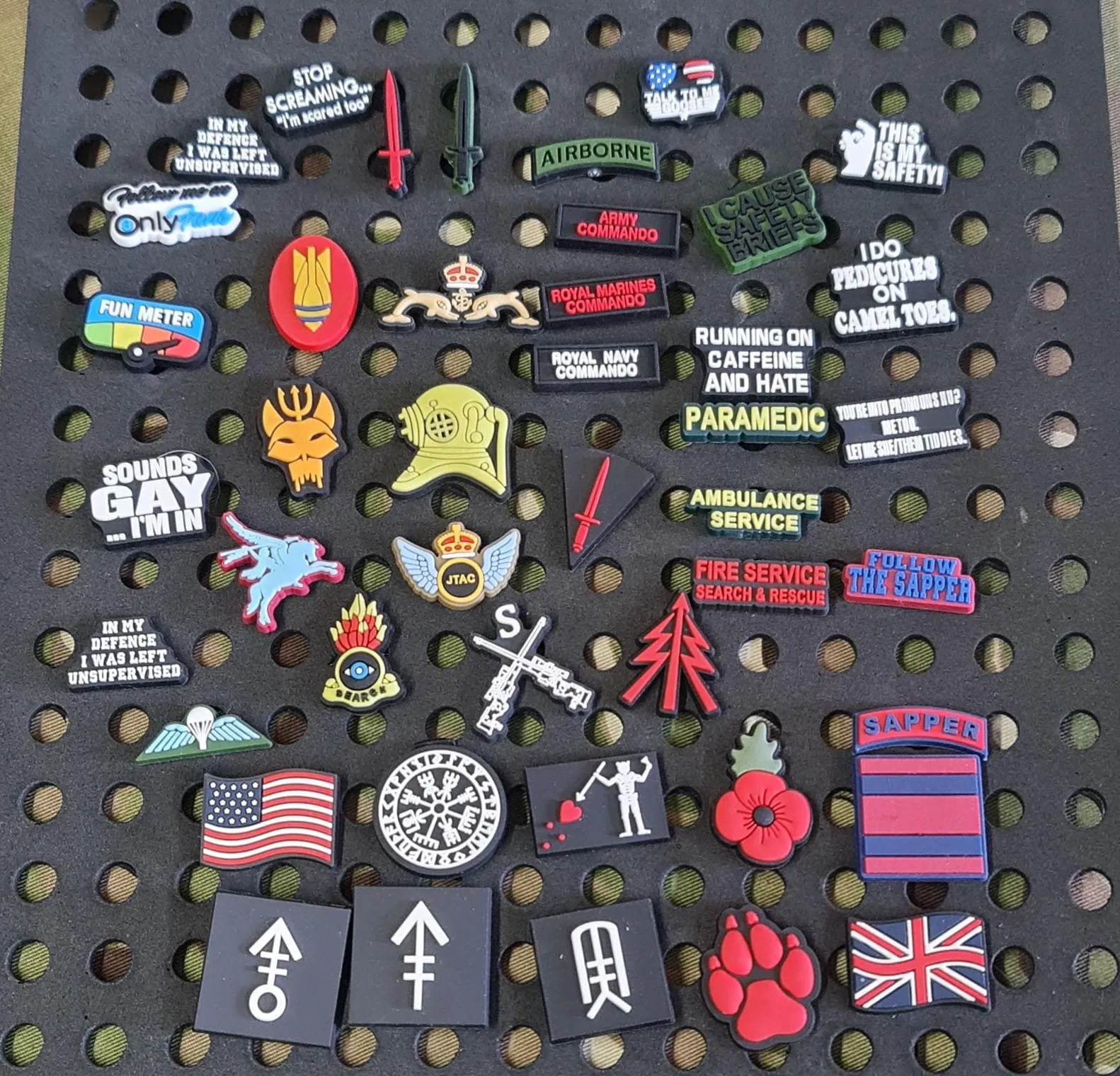 clog / water shoe - novelty charm / gem / logo customise your tactical military footwear