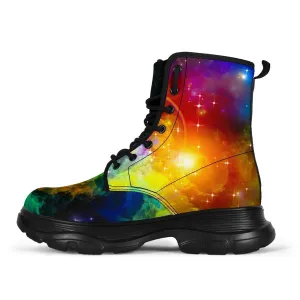 Colorful Galaxy Chunky Boots