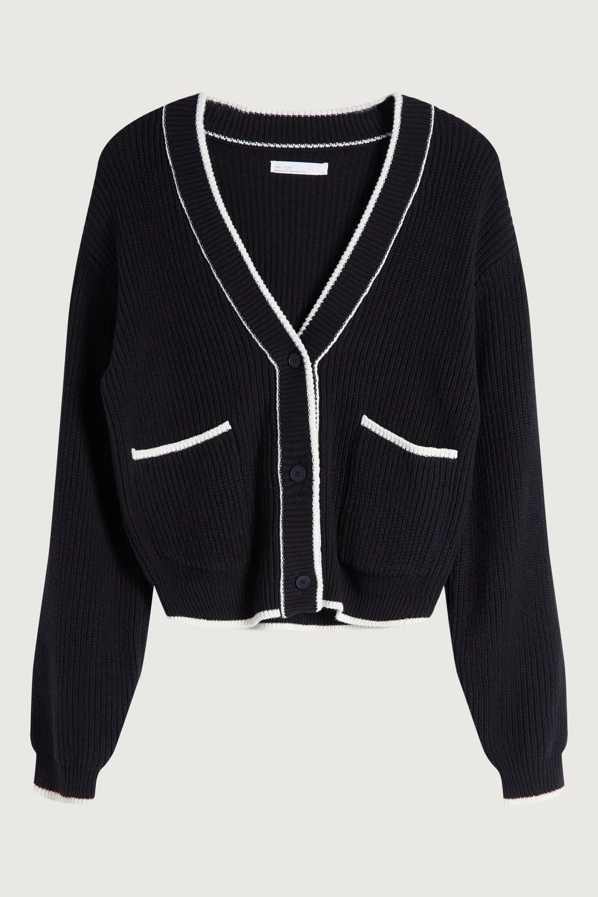 Contrast Trim Varsity Cardigan