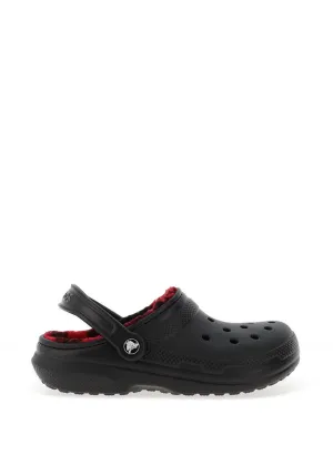 Crocs Classic Fleece Lined Checked Clogs, Black