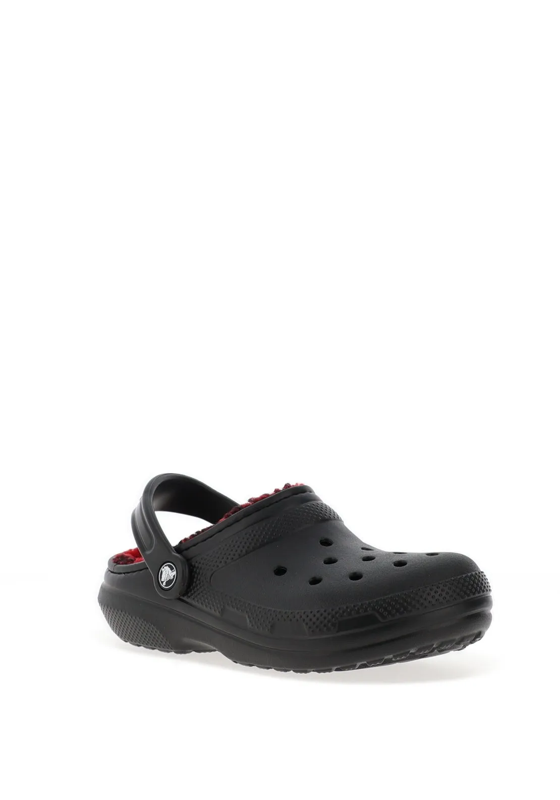 Crocs Classic Fleece Lined Checked Clogs, Black