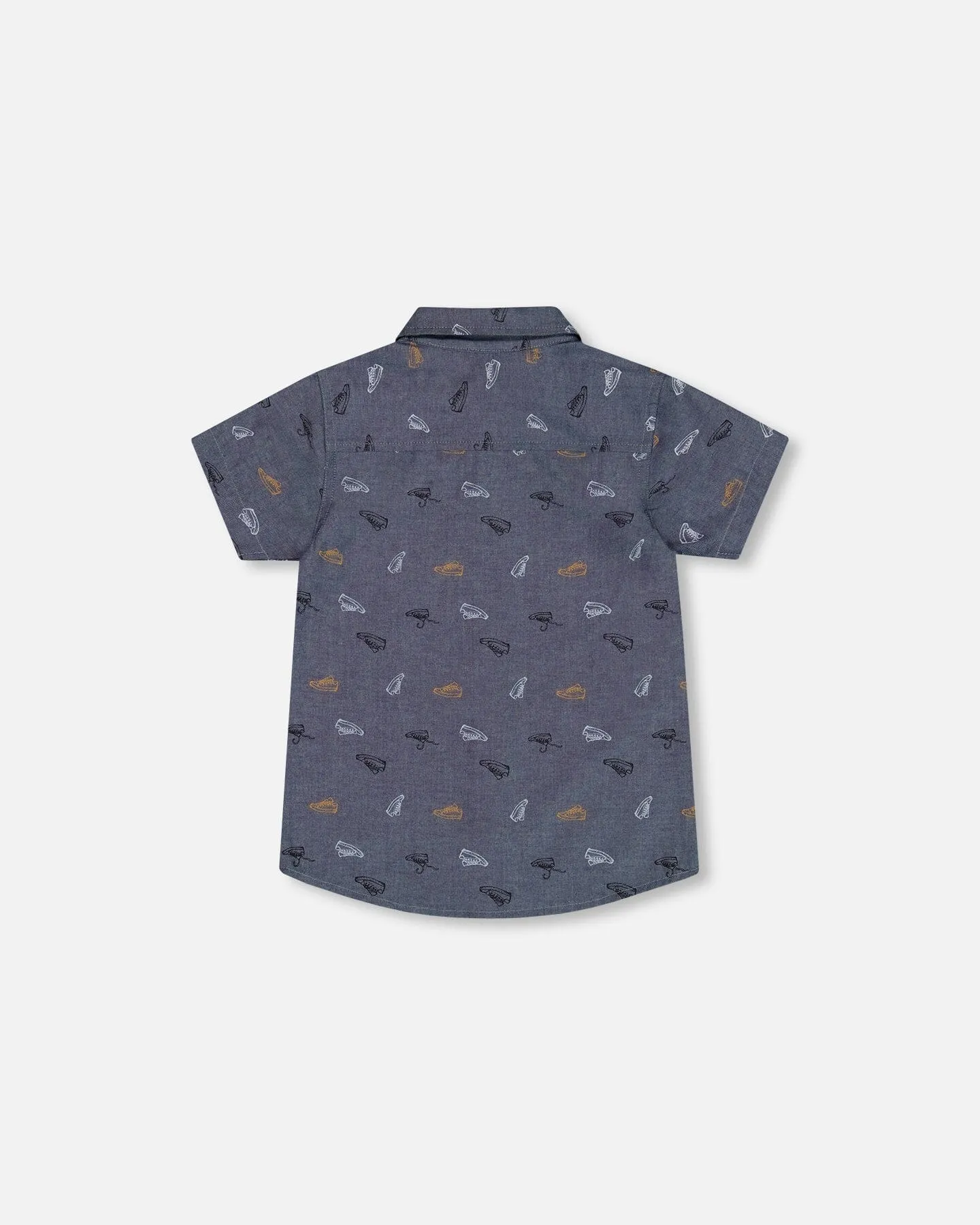 Deux par Deux Printed Chambray Button Up Shirt
