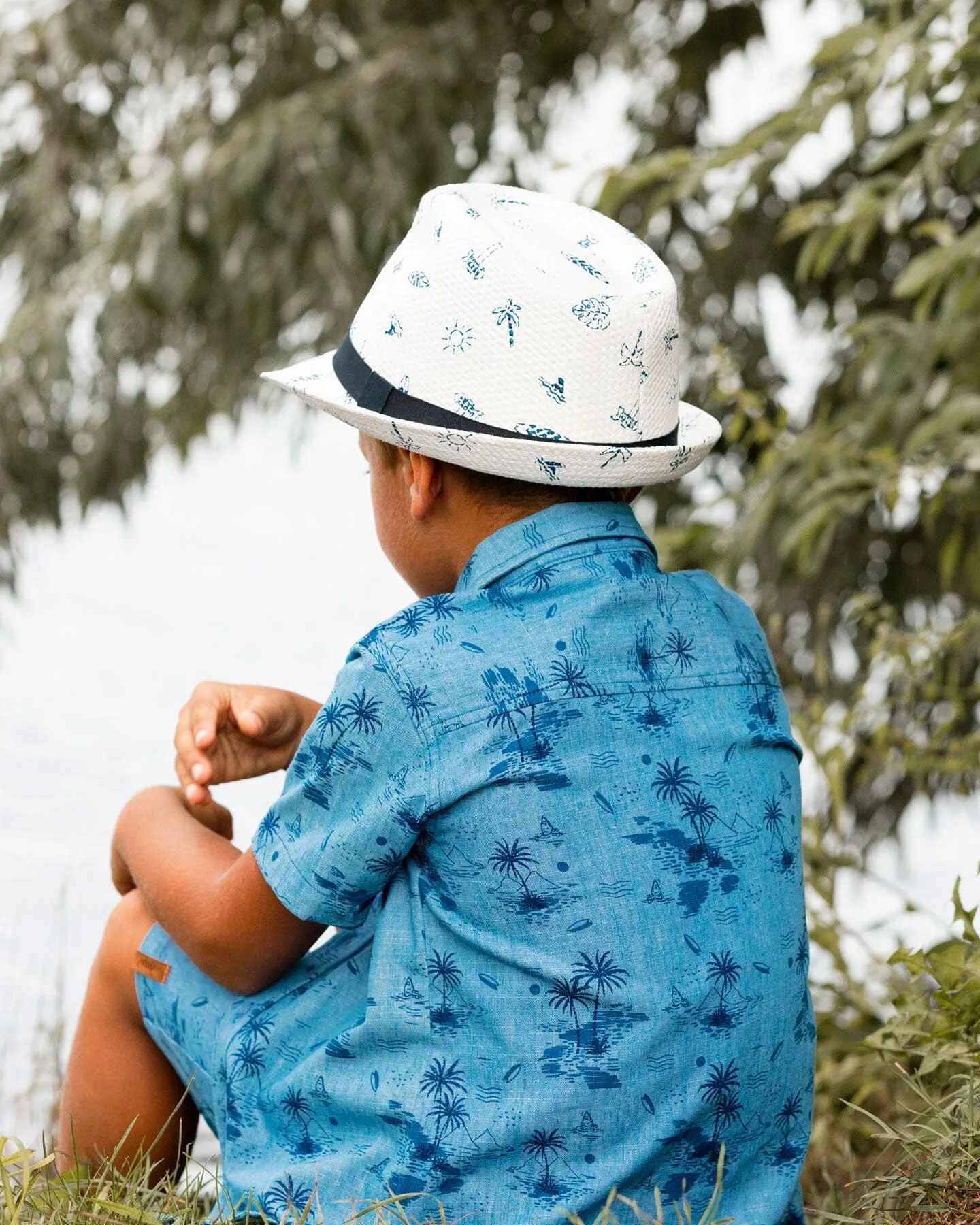 Deux par Deux Printed Chambray Button Up Shirt
