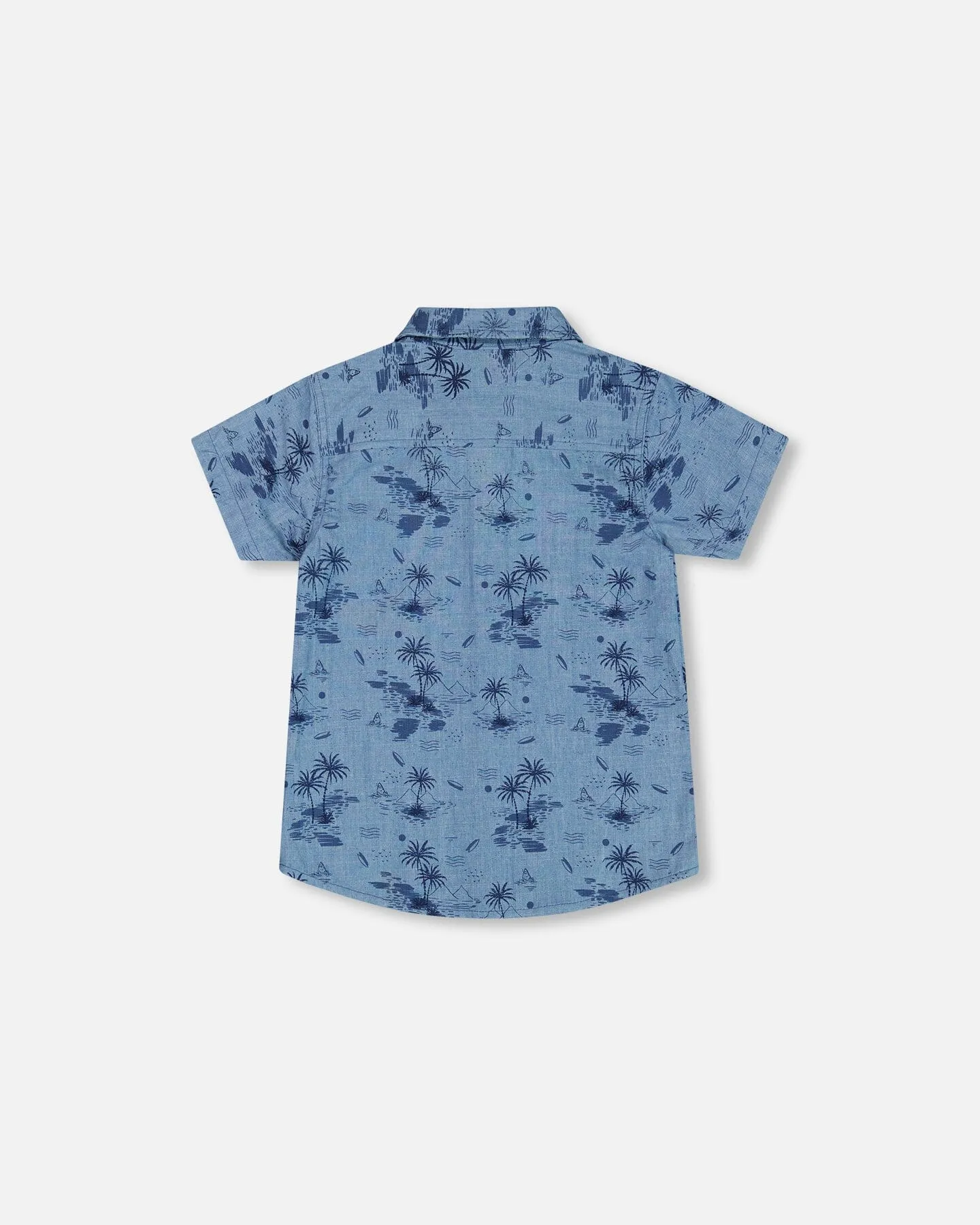 Deux par Deux Printed Chambray Button Up Shirt