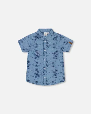 Deux par Deux Printed Chambray Button Up Shirt