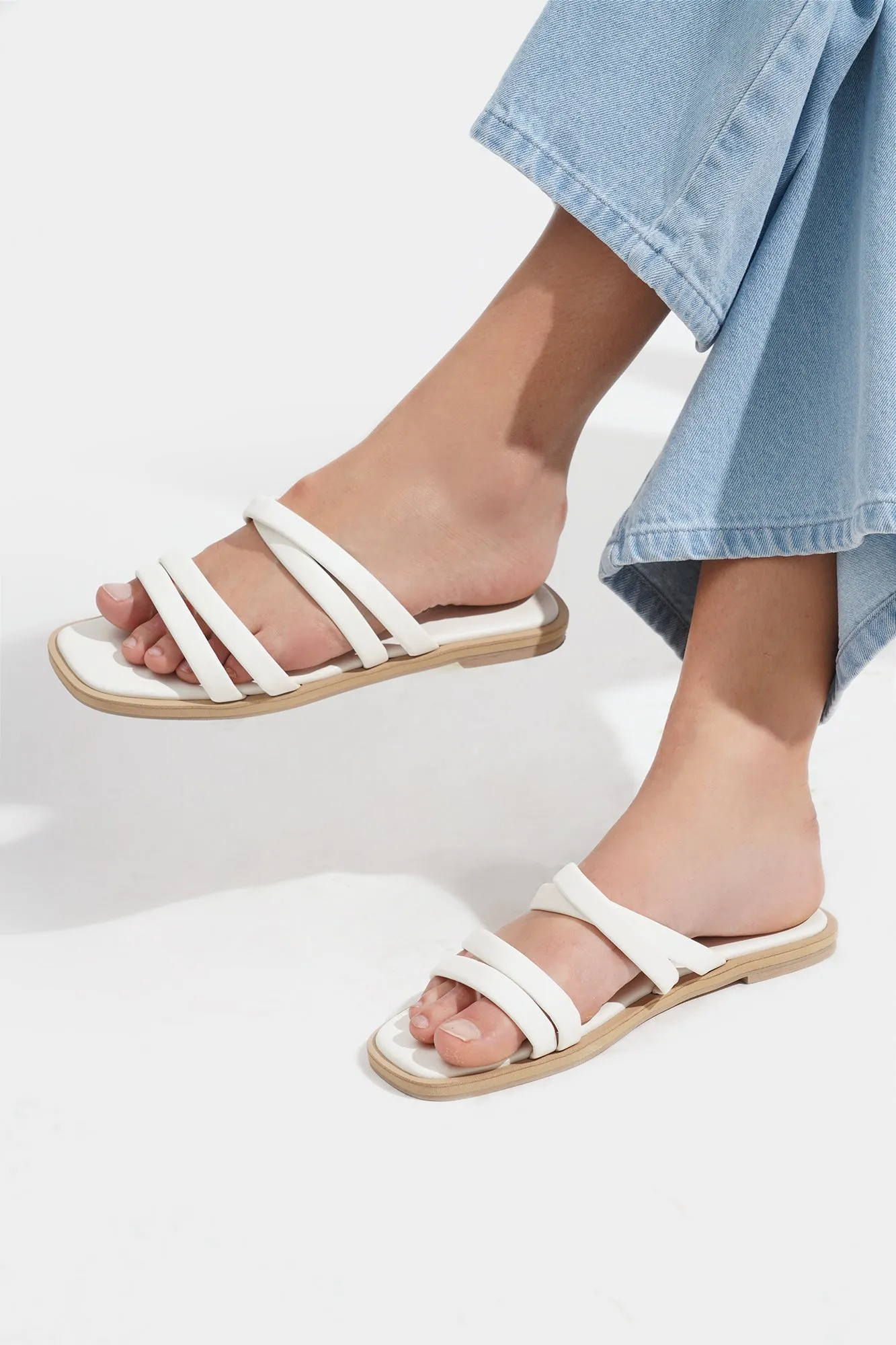 Double Strap Padded Square Toe Sandals