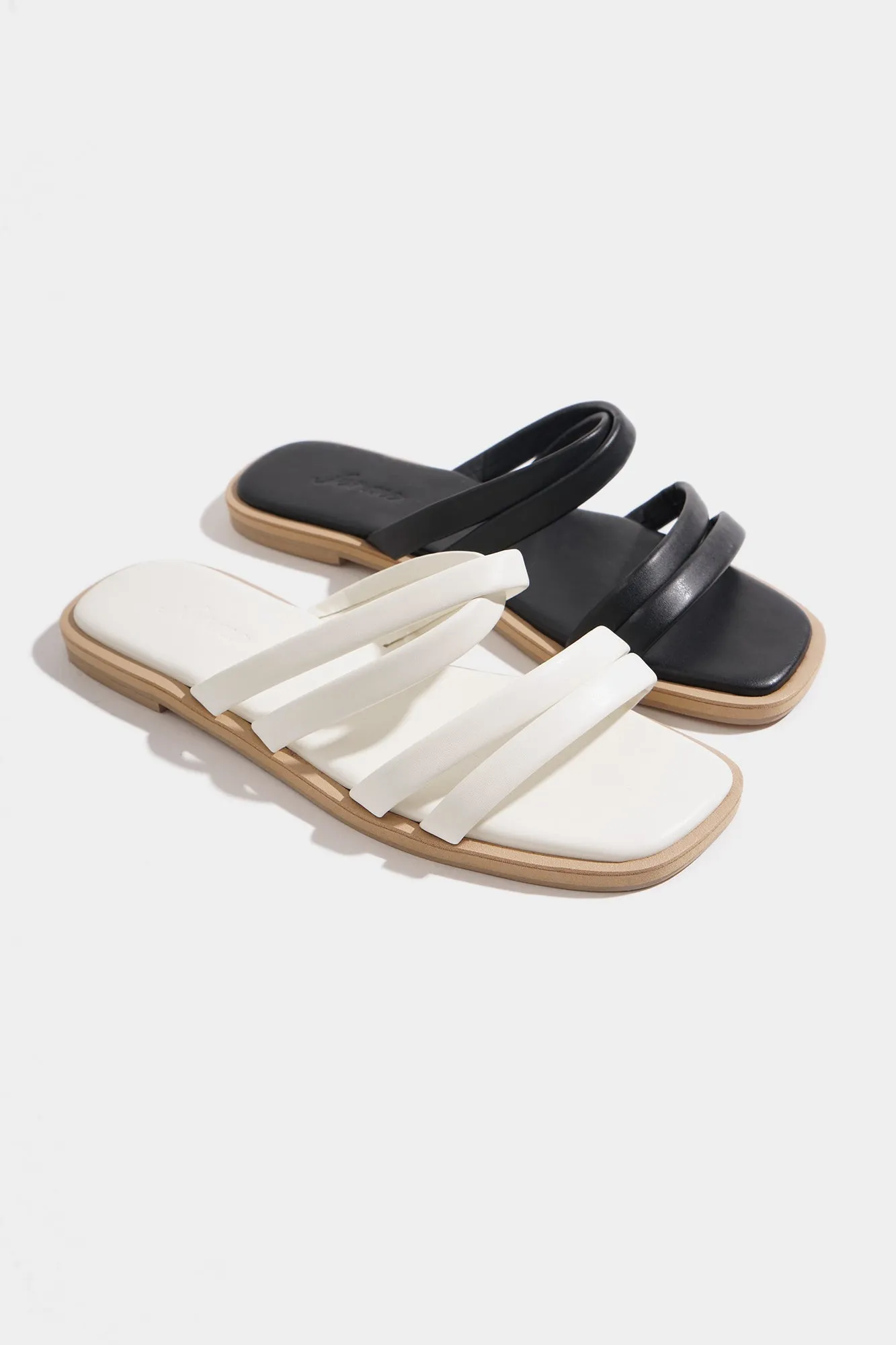 Double Strap Padded Square Toe Sandals