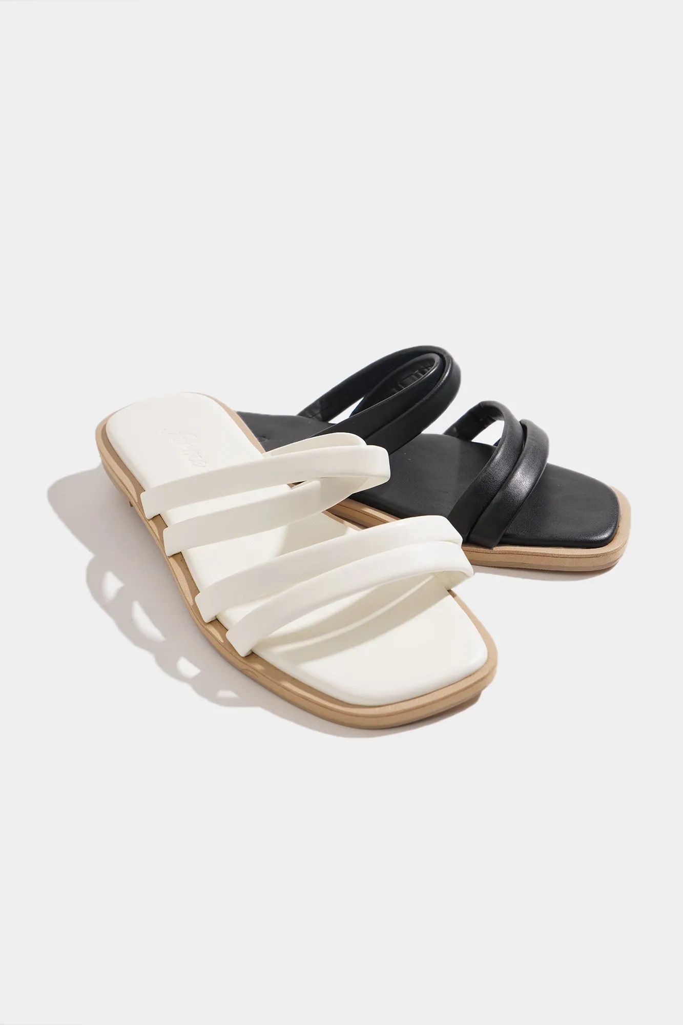 Double Strap Padded Square Toe Sandals