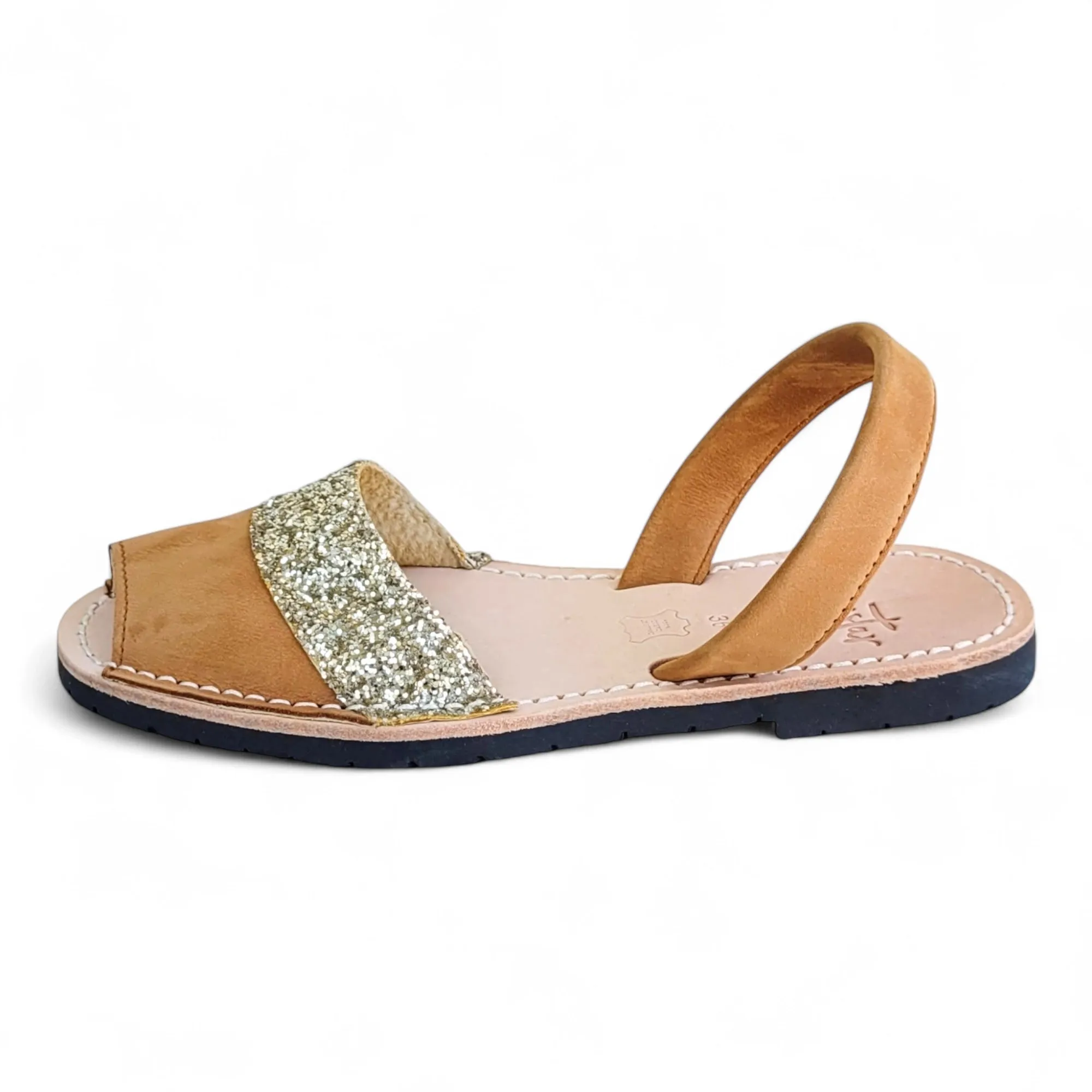 Duo Tan & Gold Glitter Avarca Sandals