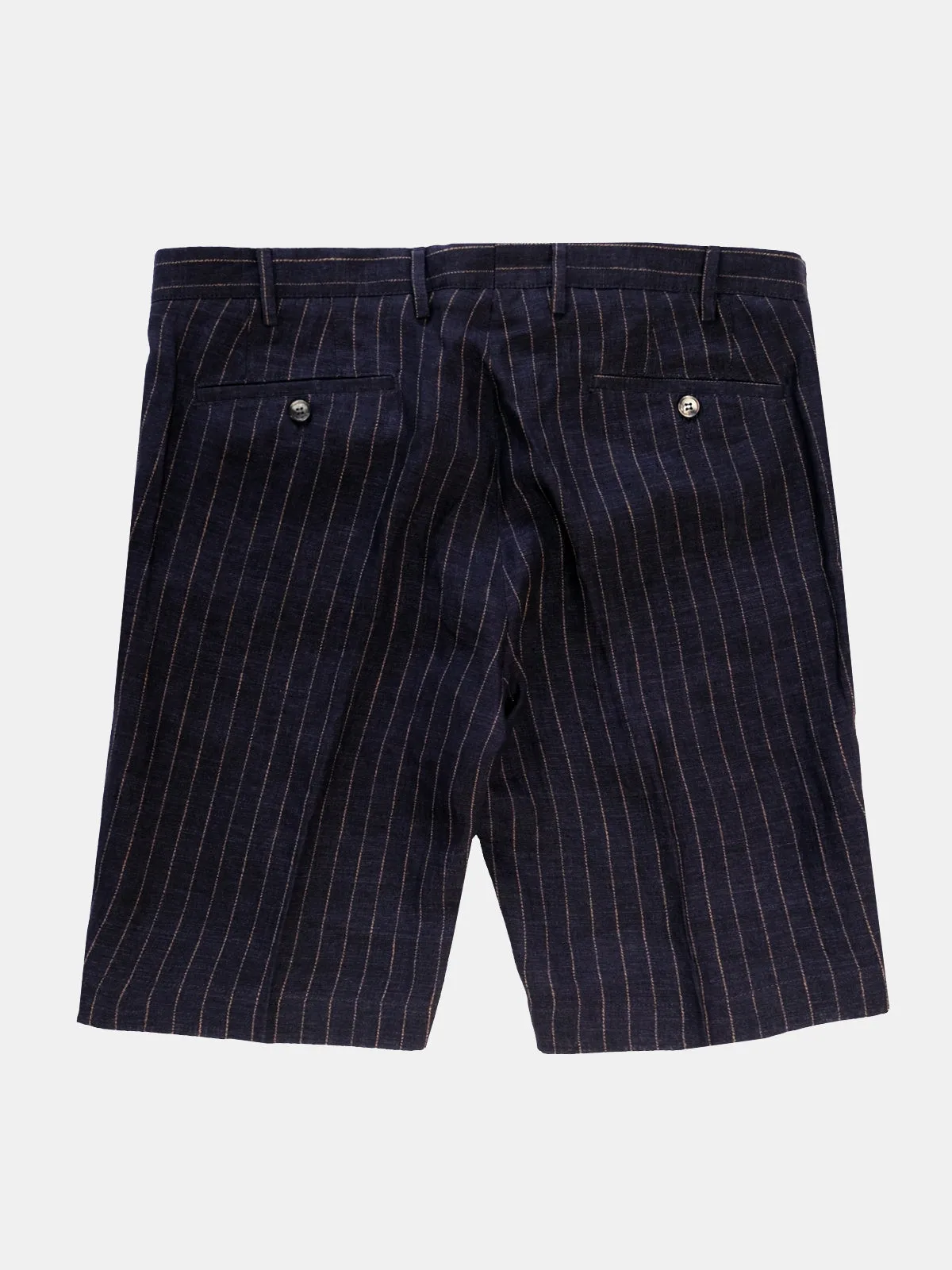 Fermo Shorts - Navy Linen Chalk Stripe - LUCKY LAST