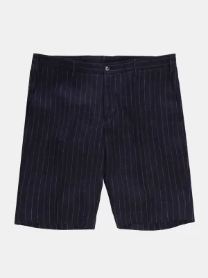 Fermo Shorts - Navy Linen Chalk Stripe - LUCKY LAST