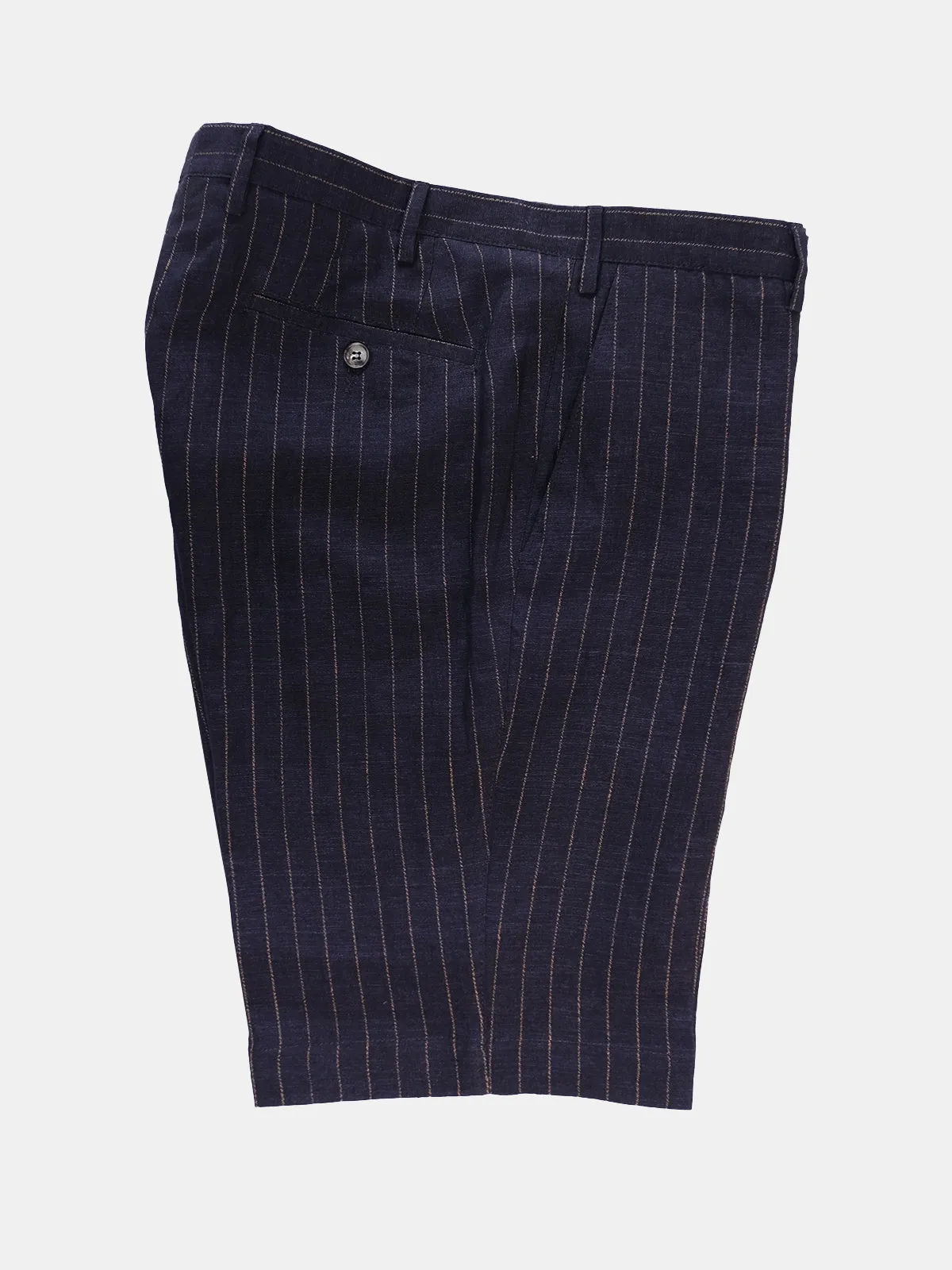 Fermo Shorts - Navy Linen Chalk Stripe - LUCKY LAST